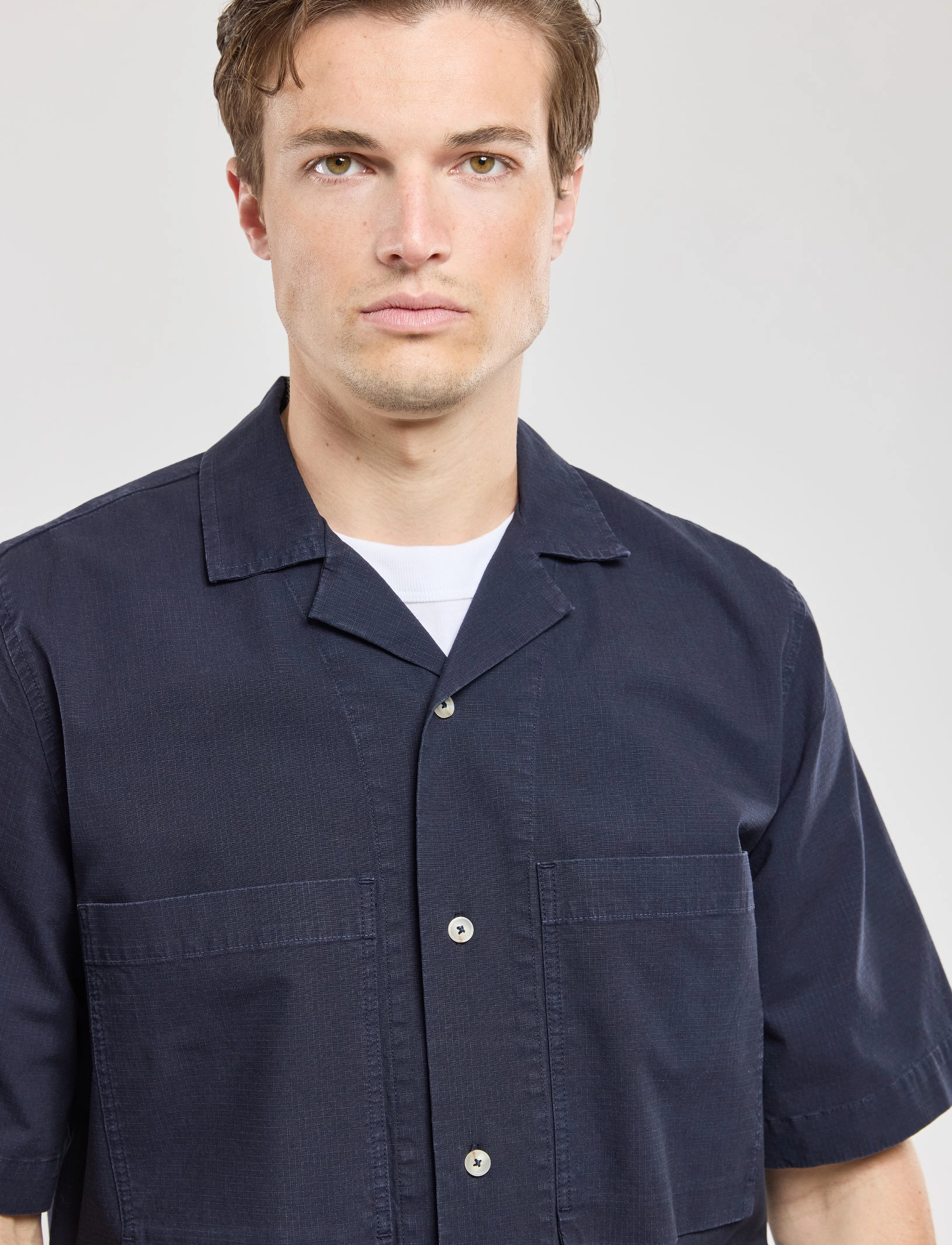 Armor Lux Shirt Short Sleeves Comfort, S, Shirts, Marineblau - Short-sleeved Männerswear