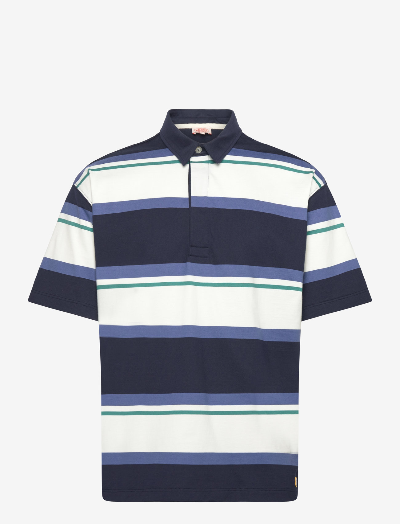 Armor Lux - Striped Polo shirt short sleeves Héritage - kortärmade pikéer - md/milk/obscur/deep jungle - 1