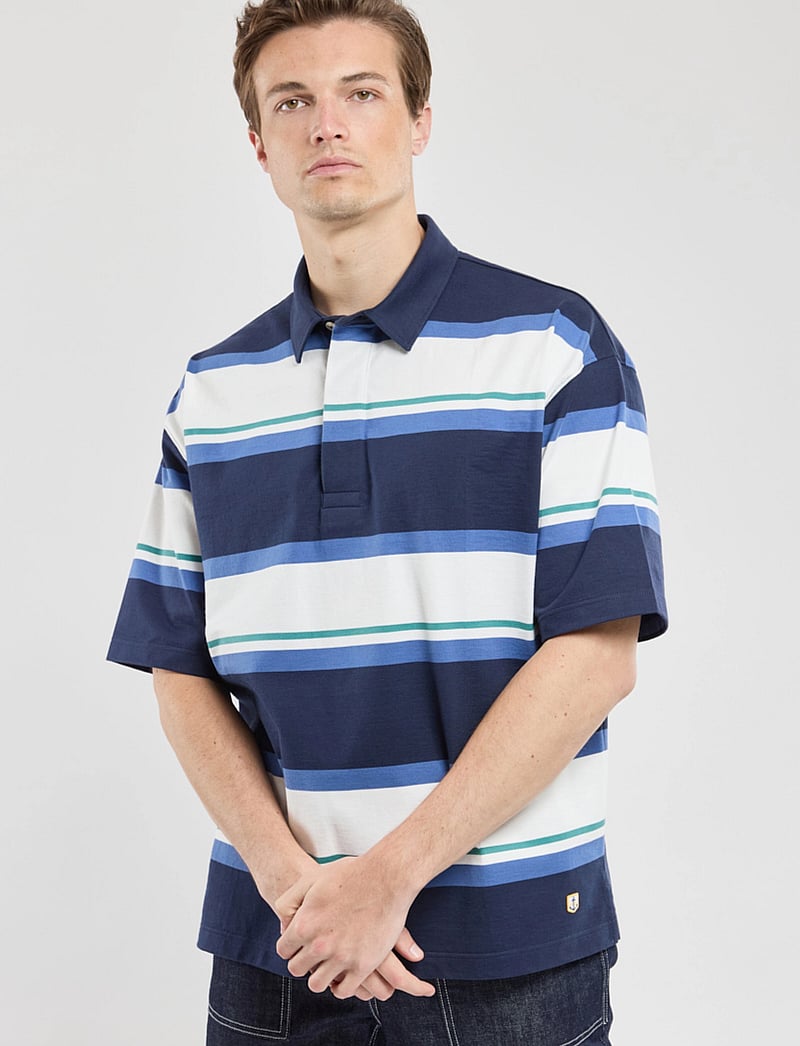 Armor Lux - Striped Polo shirt short sleeves Héritage - kortärmade pikéer - md/milk/obscur/deep jungle - 4
