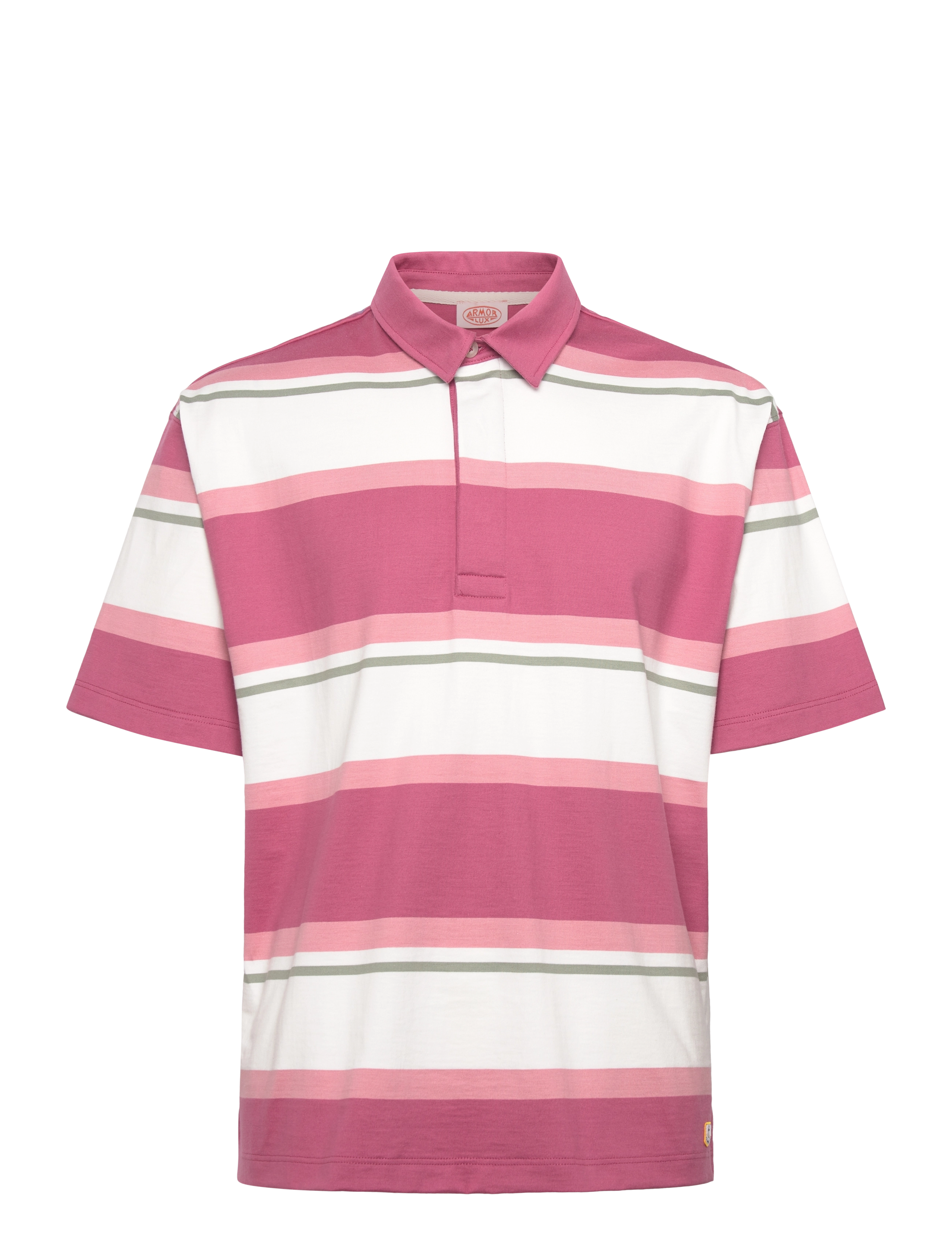 Armor Lux Striped Polo shirt short sleeves Héritage - Armor Lux - MALAGA/MILK/BUBBLEGUM/SHADOW / pink/rose