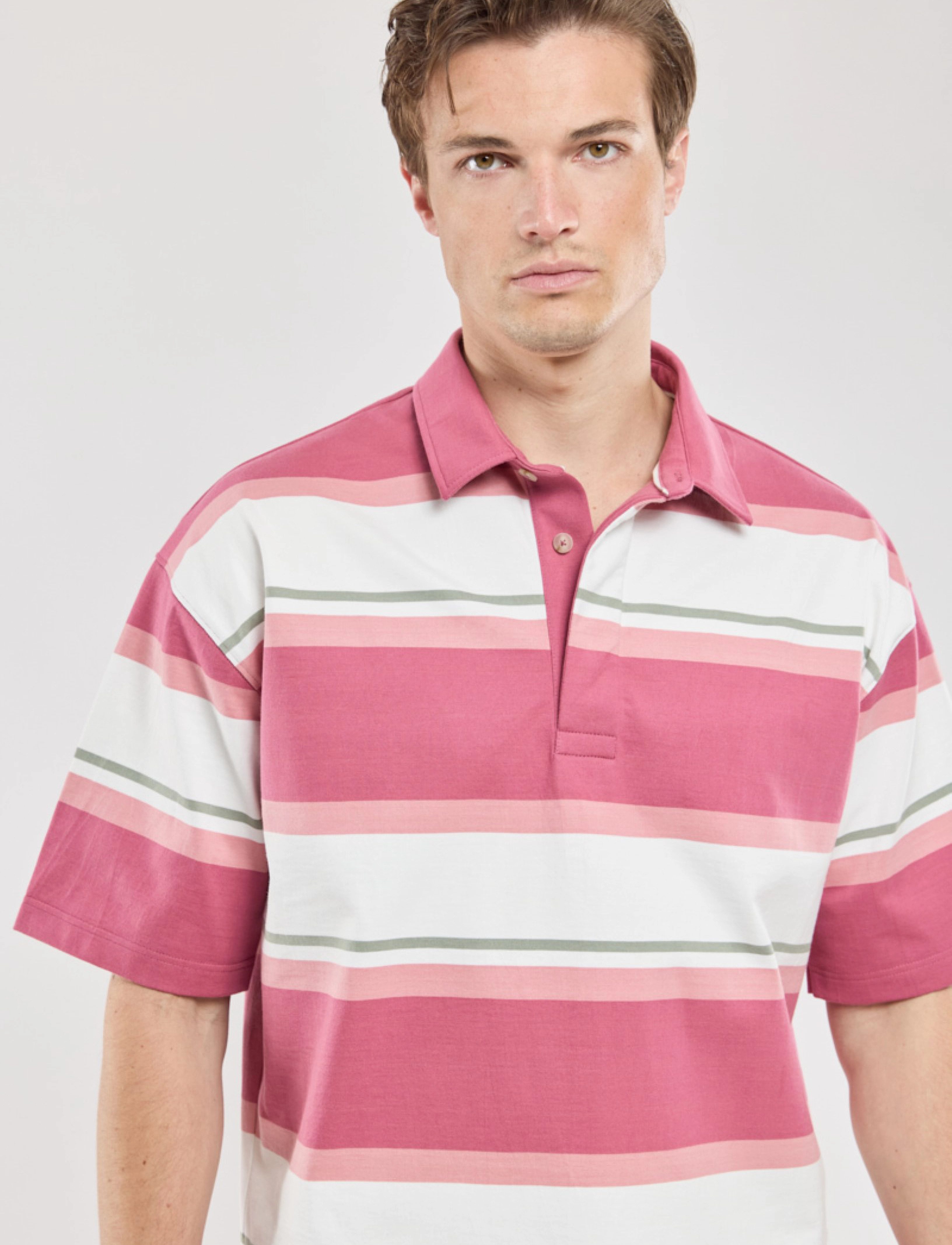 Armor Lux Striped Polo Shirt Short Sleeves Héritage, S, Polos, Rosa - Short-sleeved, Männerswear