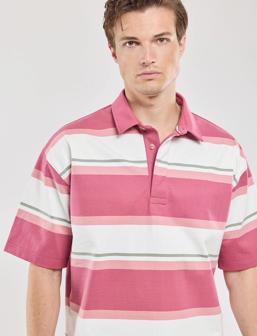 Armor Lux - Striped Polo shirt short sleeves Héritage - kurzärmelig - malaga/milk/bubblegum/shadow - 0