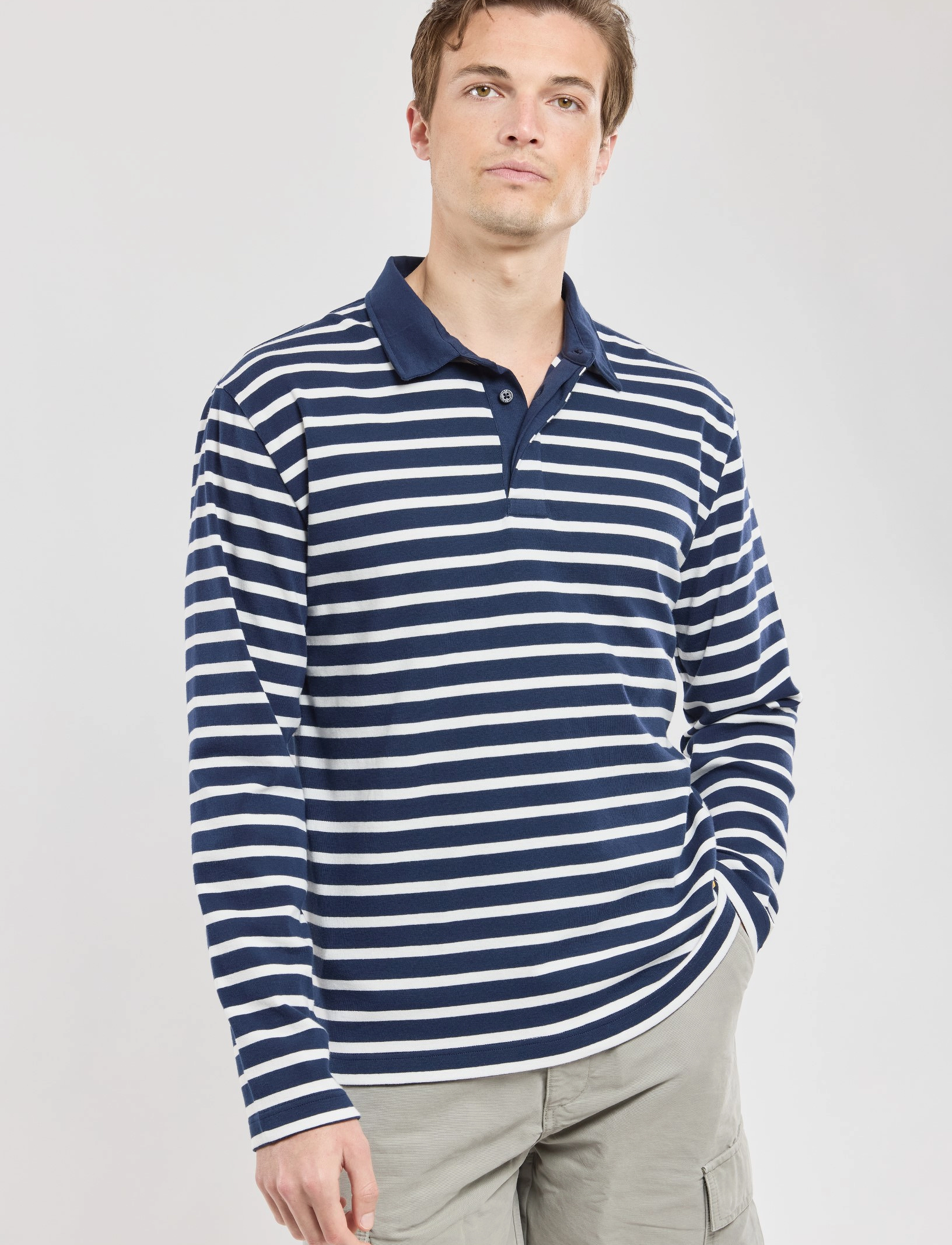 Armor Lux - Striped Polo shirt long sleeves Héritage - marine deep/milk - 3