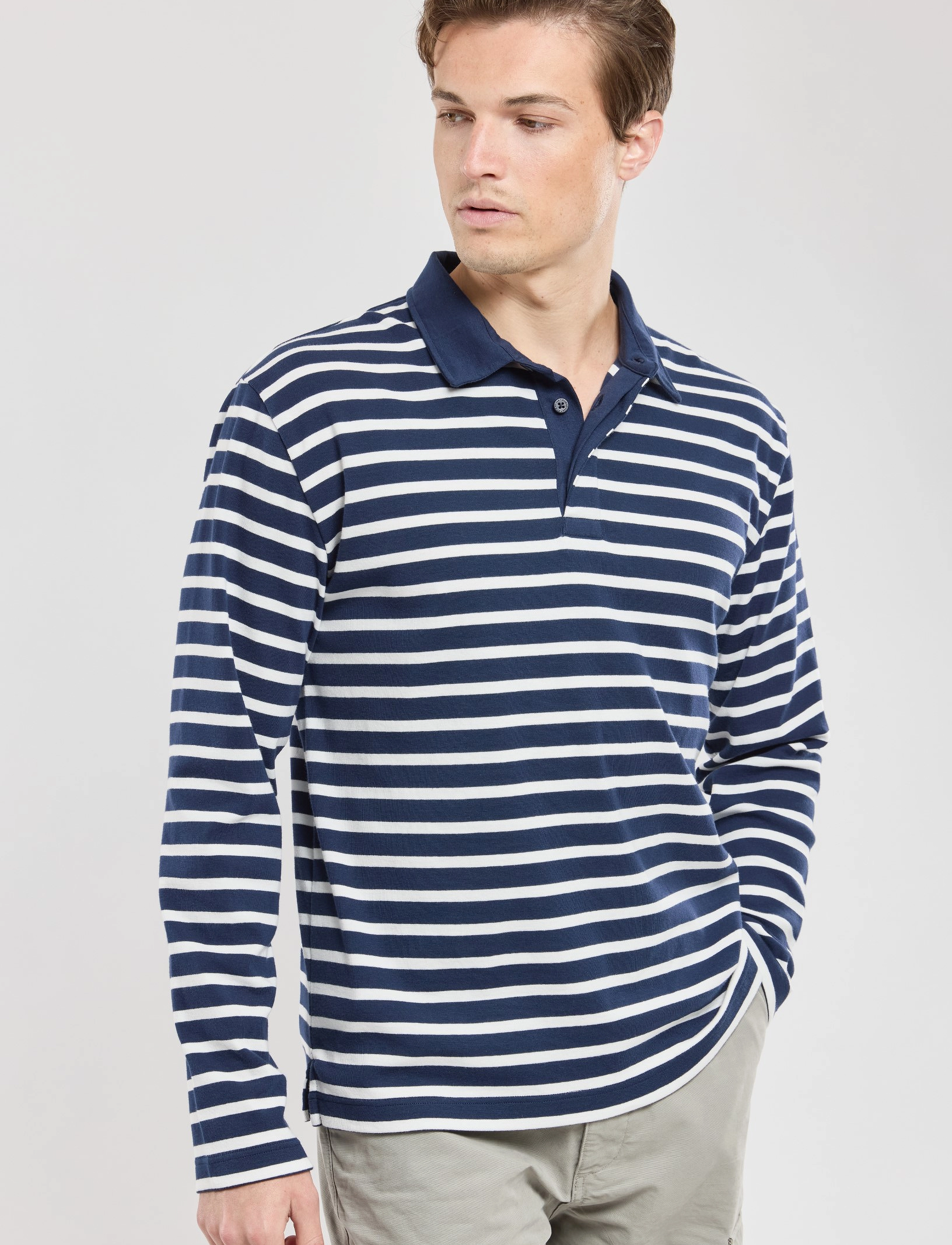 Armor Lux - Striped Polo shirt long sleeves Héritage - marine deep/milk - 4