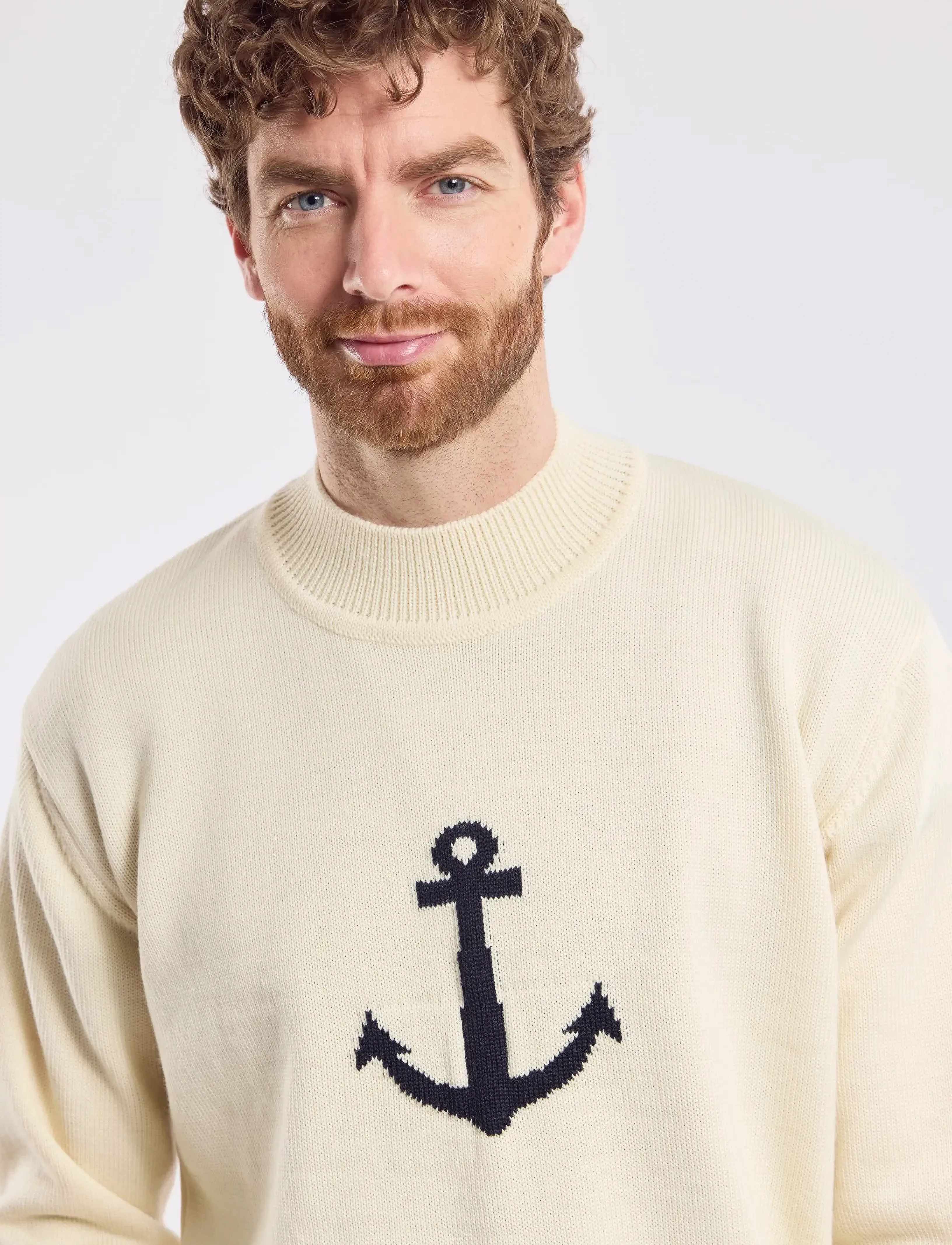 Armor Lux - Sweater Stand up Collar Héritage - strik med rund hals - nature/navy - 3