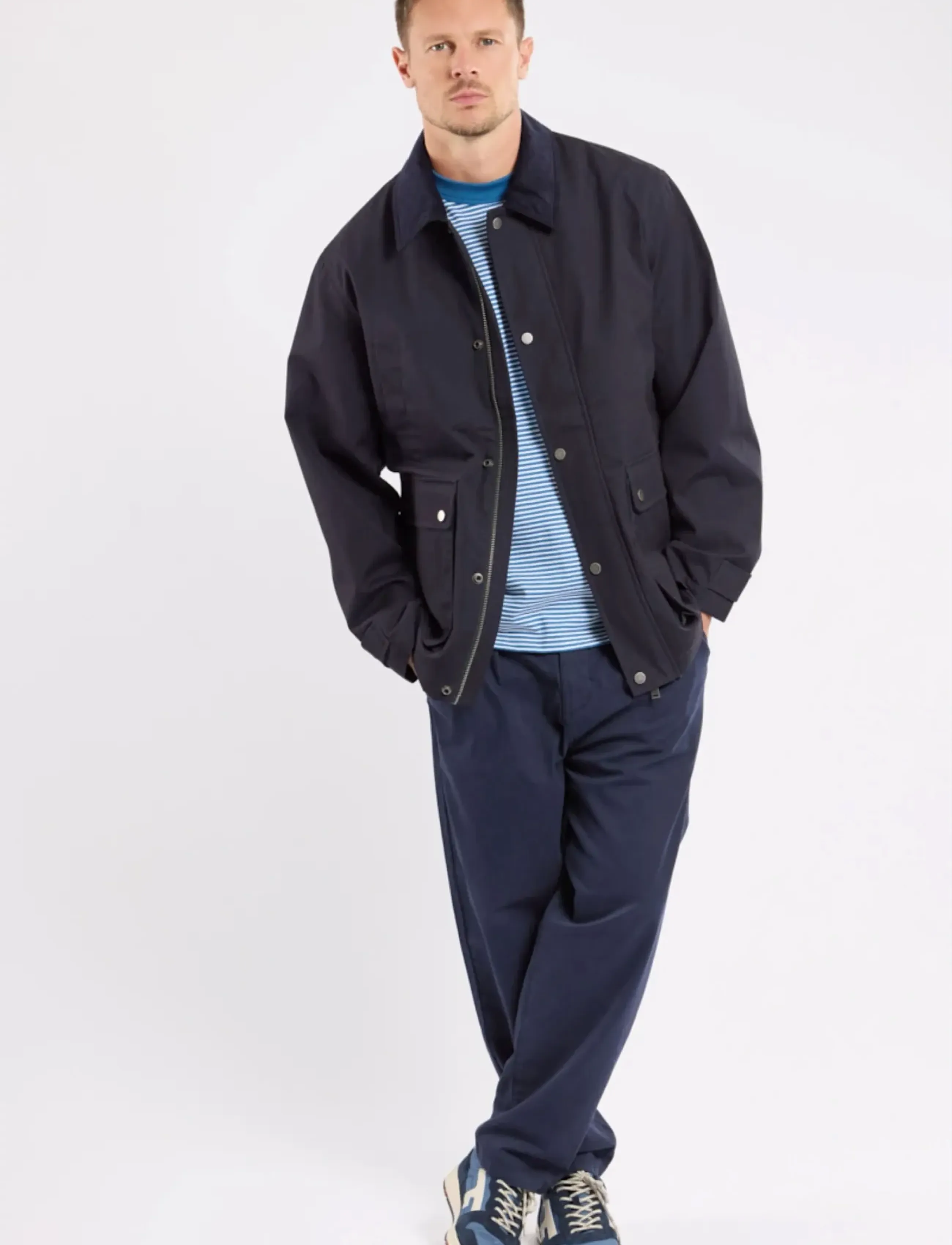 Armor Lux Heritage Lined Canvas Jacket, Mænd, Foret Canvas Jakke, Navy, Str: L
