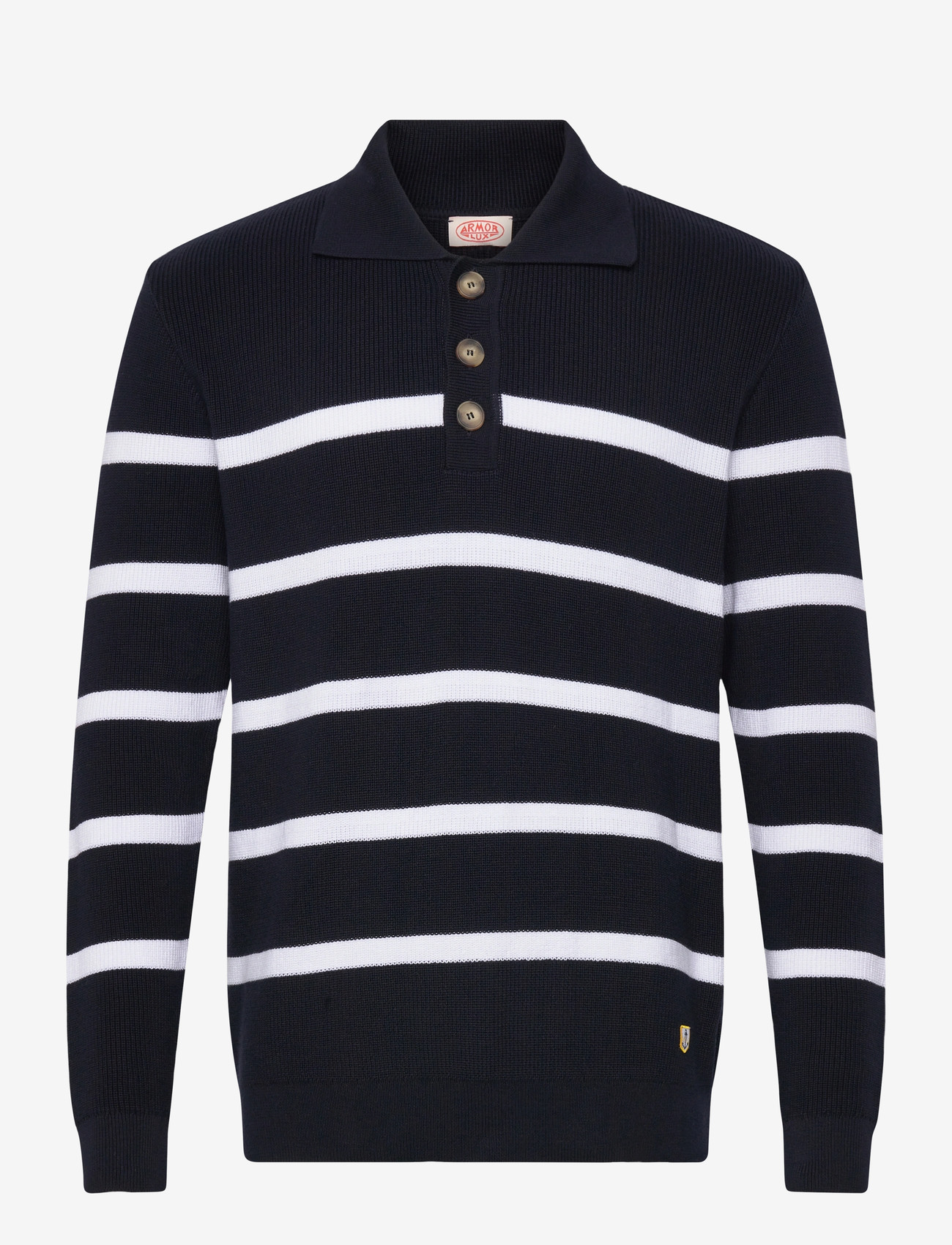 Armor Lux - Heritage polo neck jumper - långärmade stickade pikétröjor - marine deep / white - 1