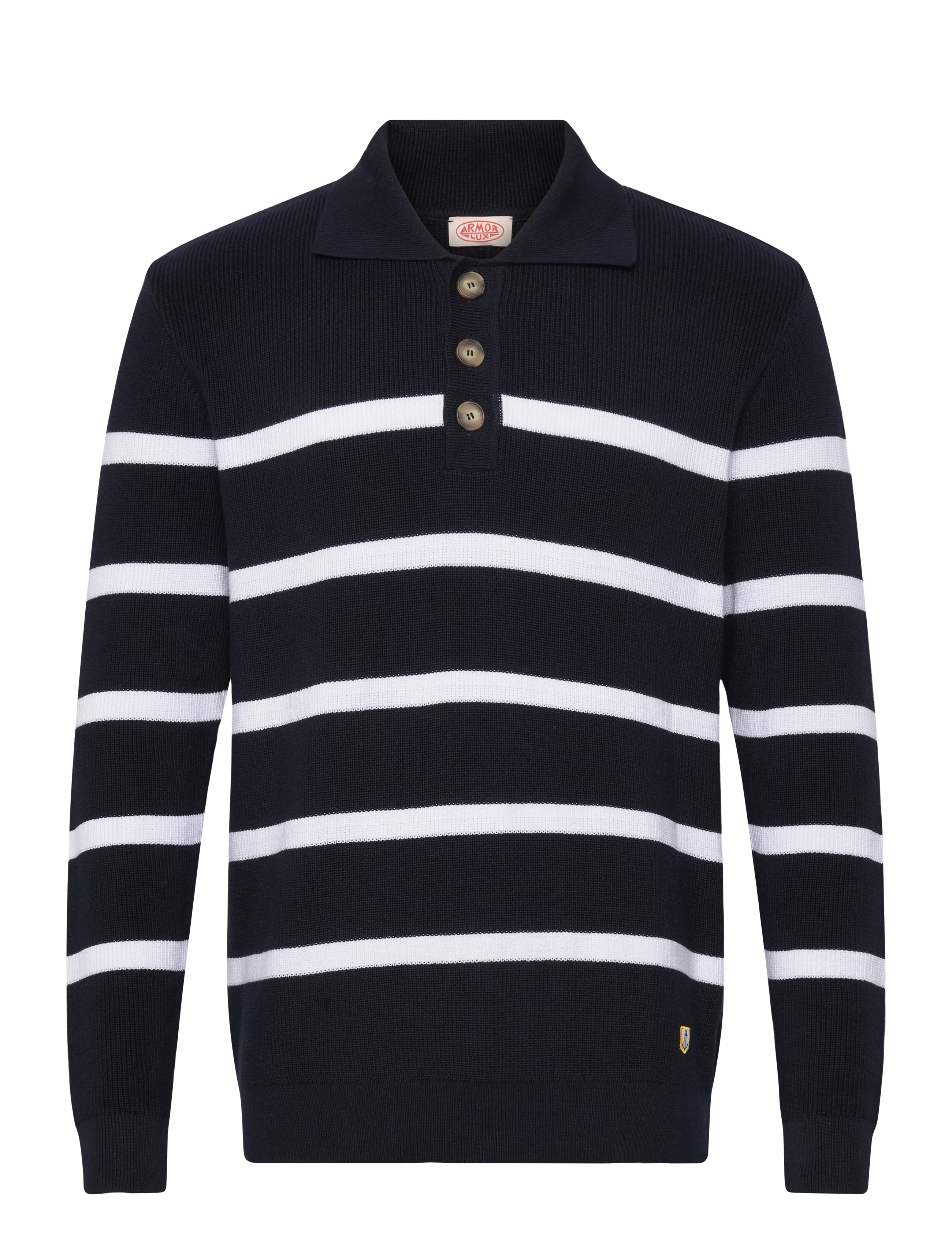 Armor Lux Heritage polo neck jumper - Kudumid - MARINE DEEP / WHITE / navy