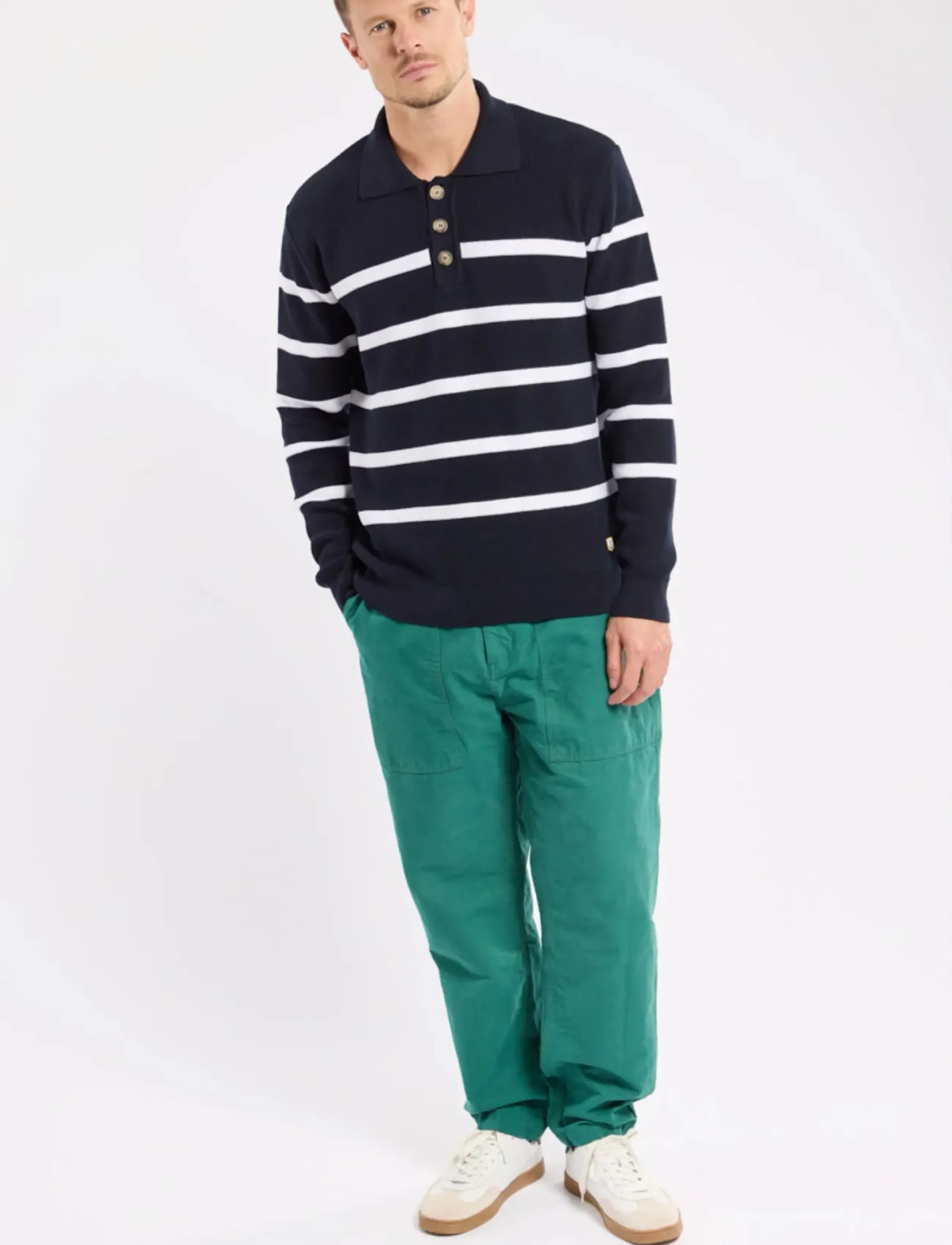 Armor Lux Heritage Polo Neck Jumper, L, Knitwear, Marineblau - Long Sleeve Knitted Polos, Männerswear
