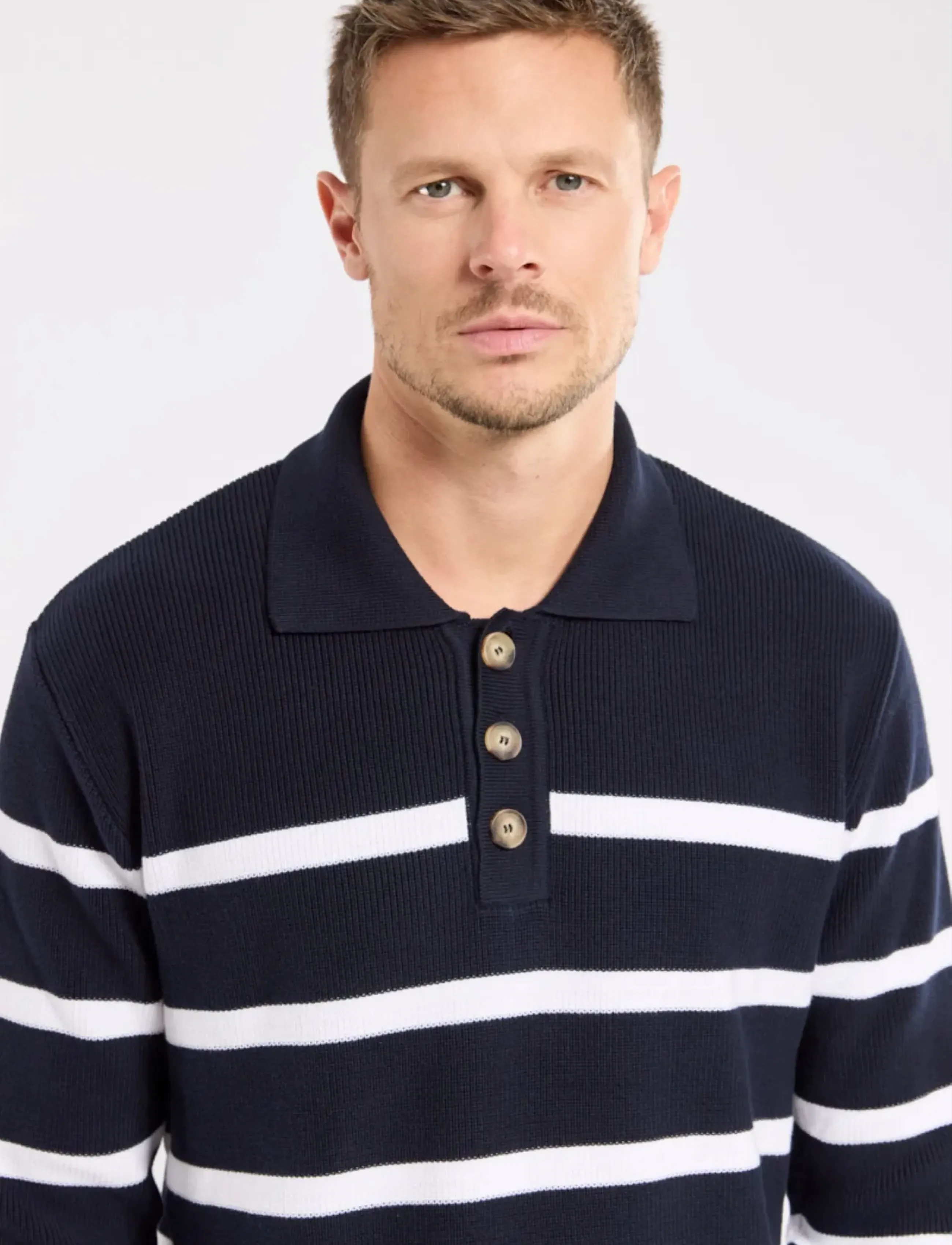 Armor Lux - Heritage polo neck jumper - langärmelige gestrickte polohemden - marine deep / white - 4