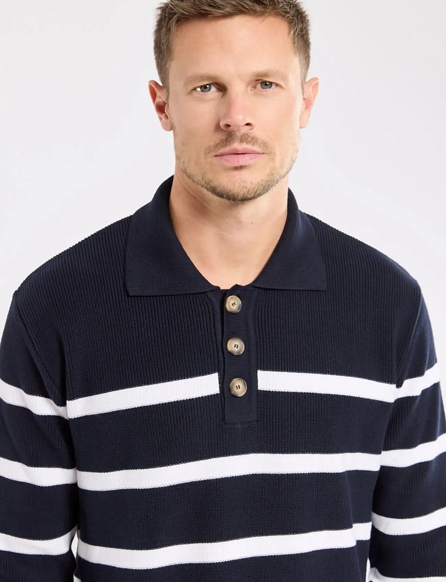 Armor Lux - Heritage polo neck jumper - langärmelige gestrickte polohemden - marine deep / white - 4
