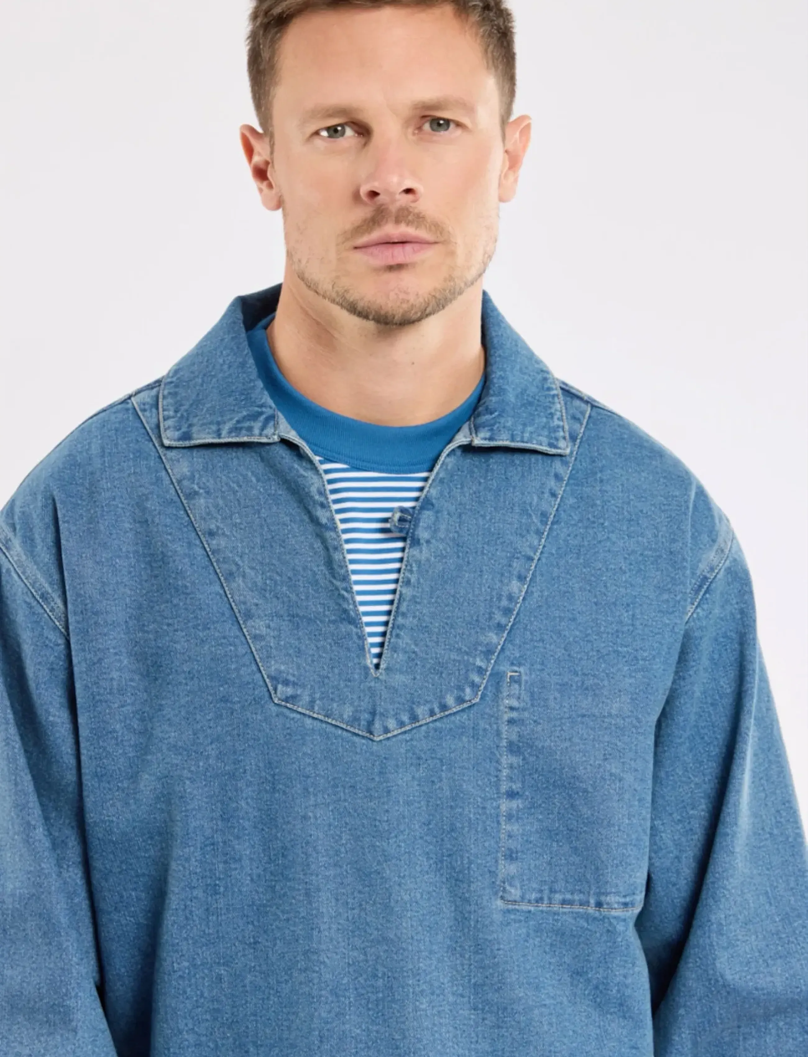 Armor Lux - Heritage smock - basic shirts - denim moyen - 3