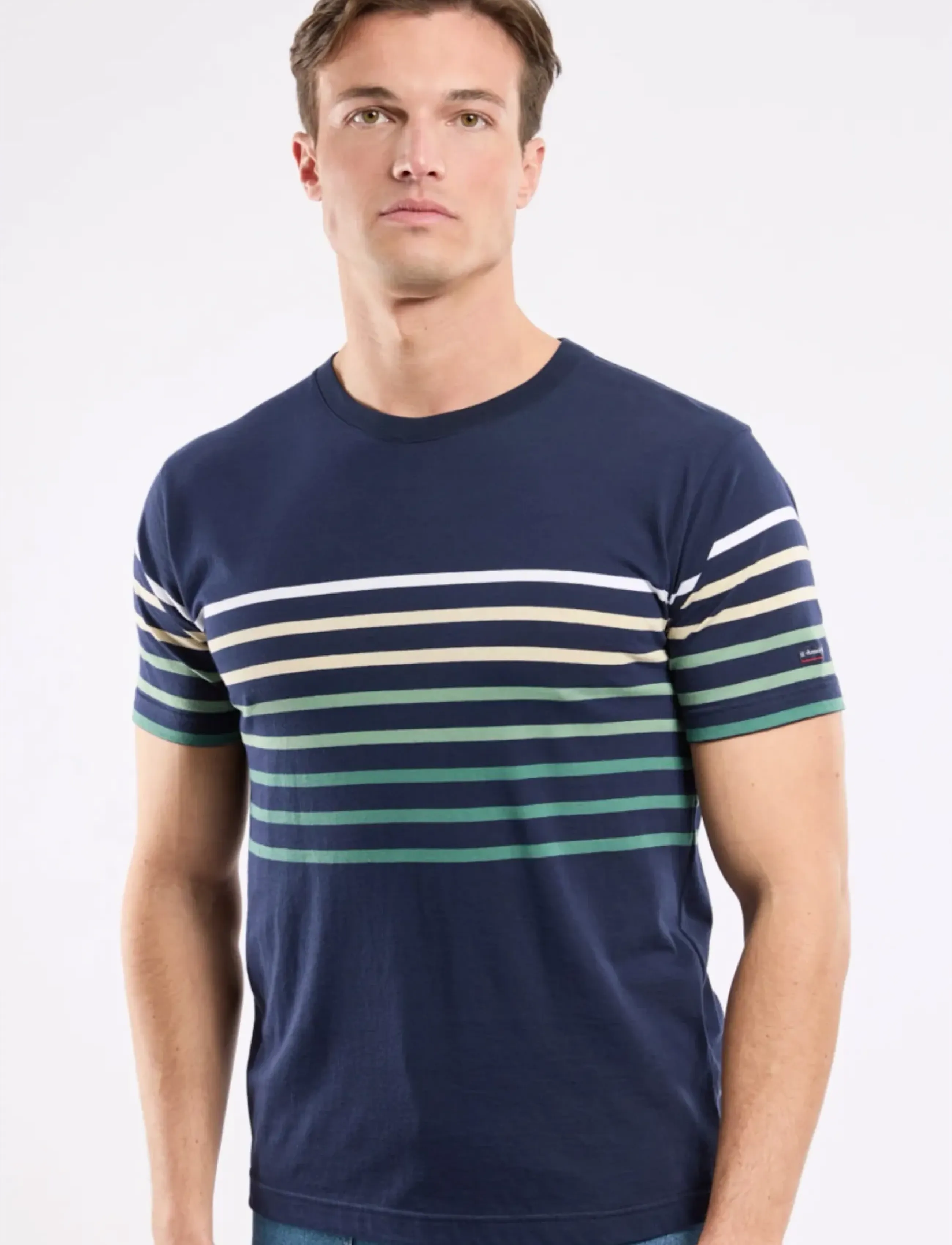 Armor Lux Placed Striped T-Shirt - Tänavastiil - MARINE DEEP/MULTICOL E26 / navy