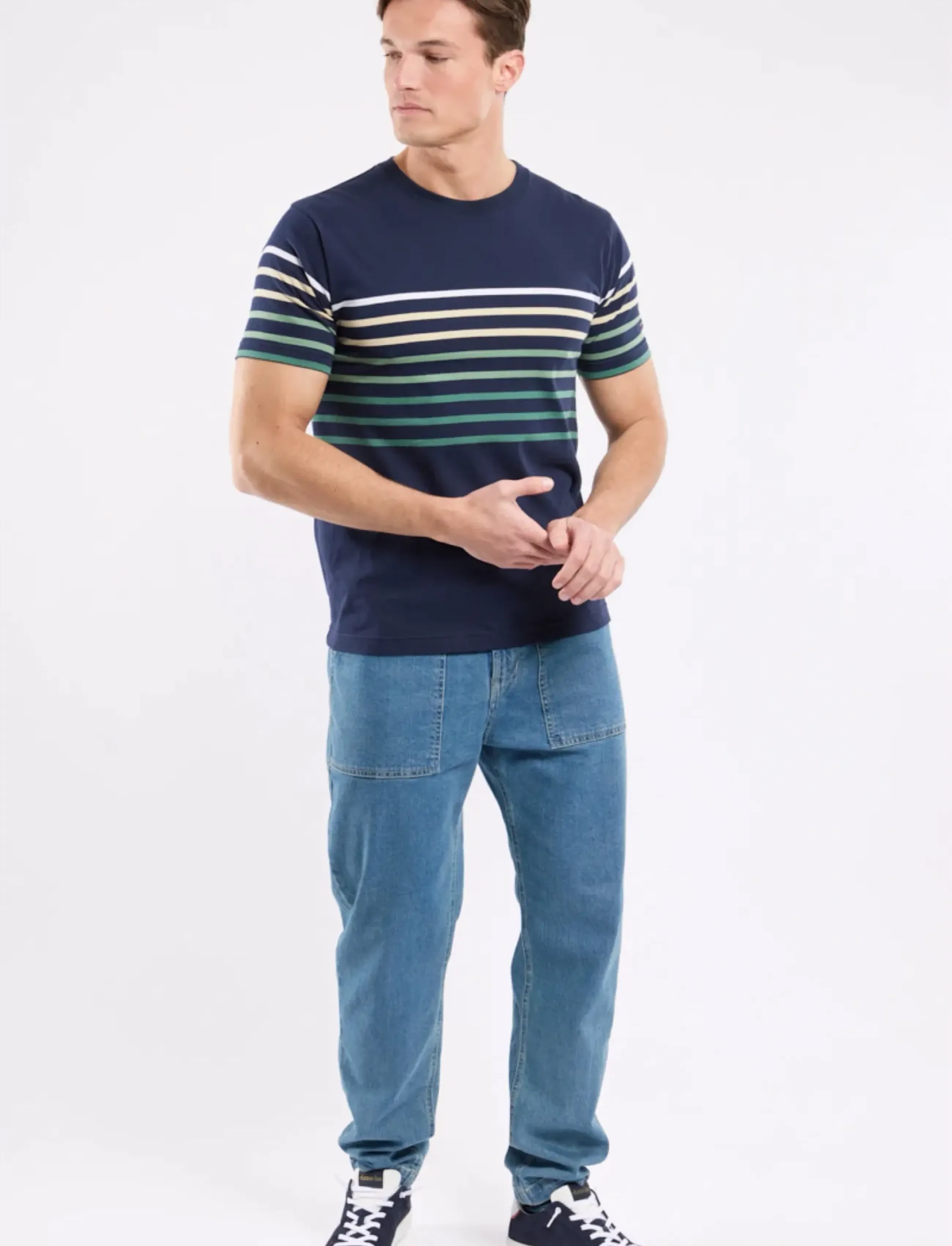 Armor Lux - Placed Striped T-Shirt - kortærmede t-shirts - marine deep/multicol e26 - 4