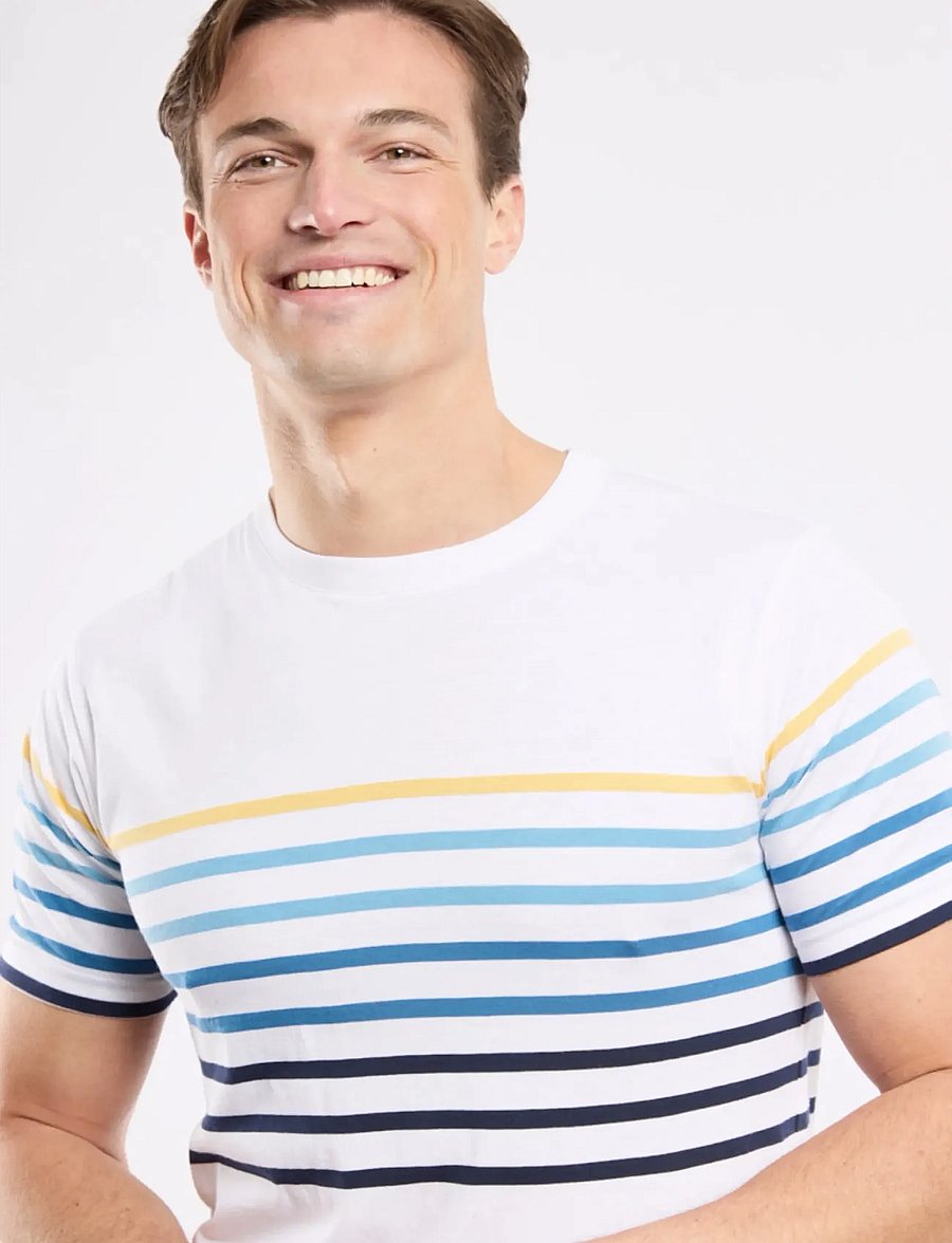 Armor Lux - Placed Striped T-Shirt - lühikeste varrukatega t-särgid - white/multicol e26 - 3
