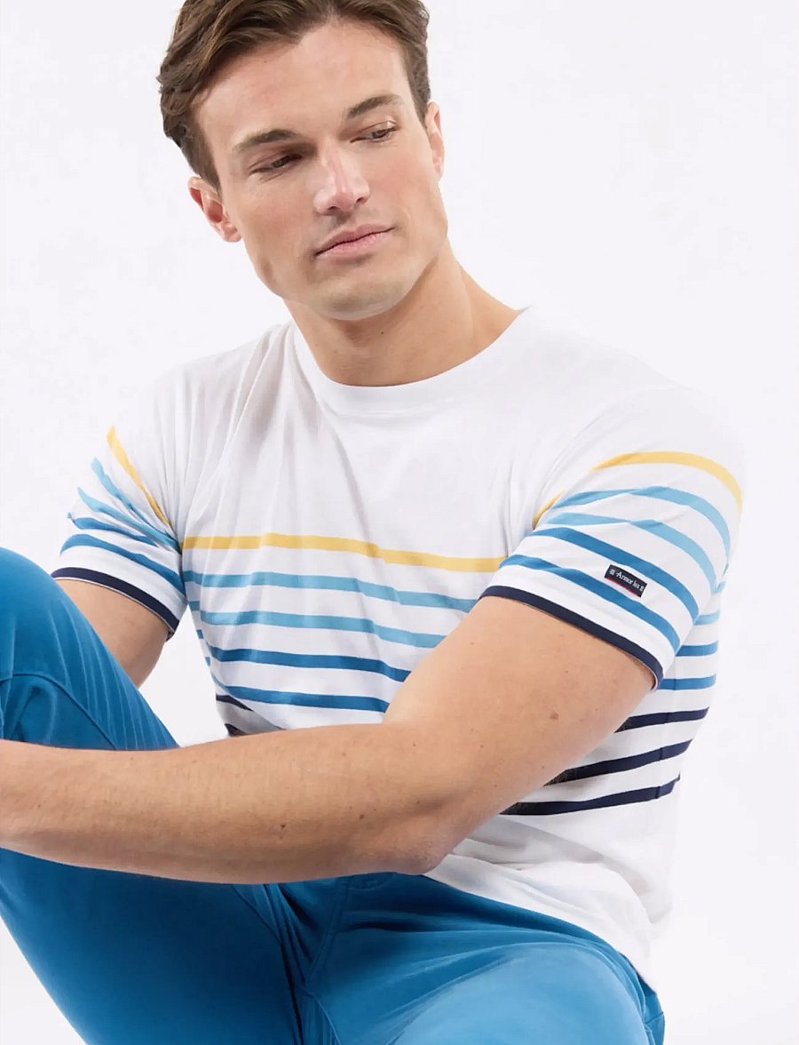 Armor Lux - Placed Striped T-Shirt - lühikeste varrukatega t-särgid - white/multicol e26 - 4