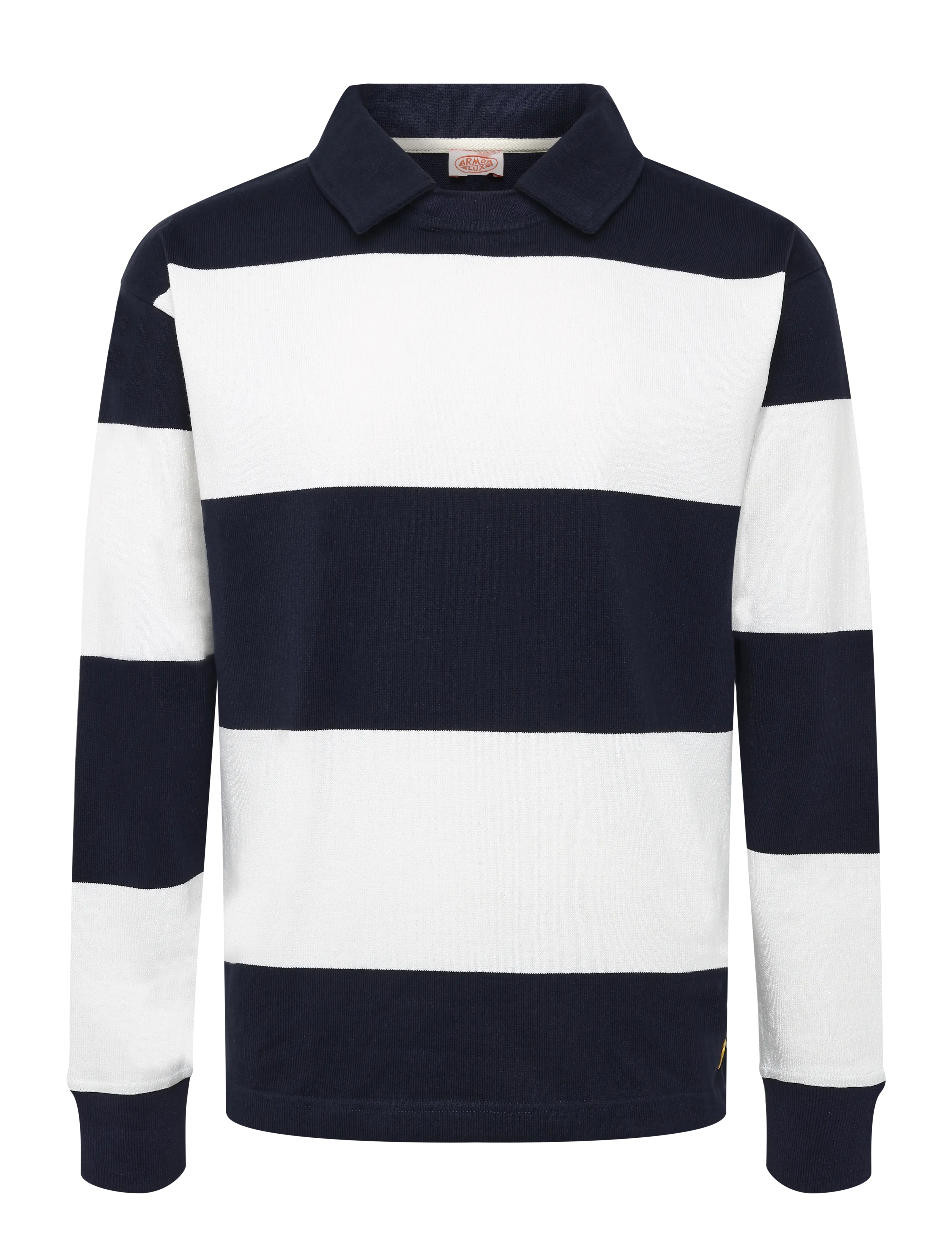 Armor Lux - Long-sleeve Polo Collar Sweatshirt - navire/ milk - 1