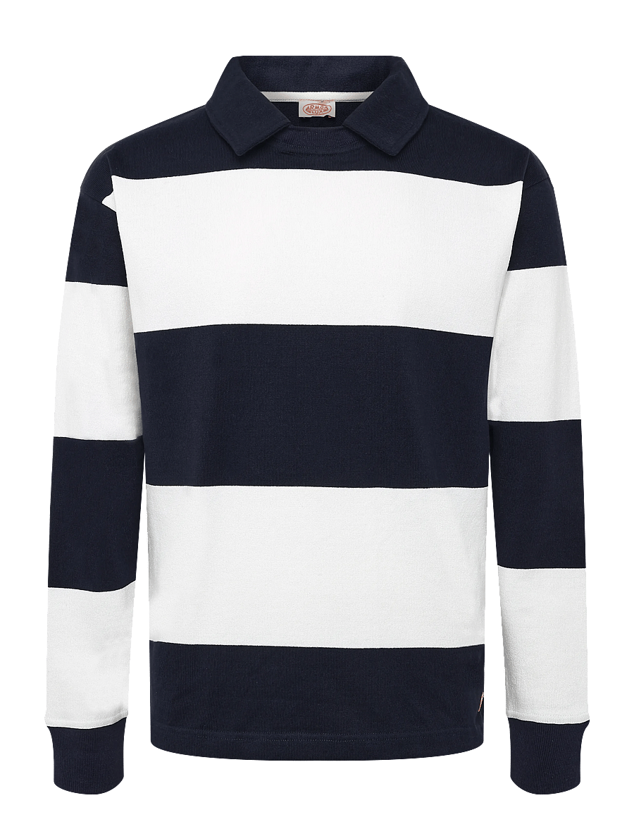 Armor Lux - Long-sleeve Polo Collar Sweatshirt - navire/ milk - 1