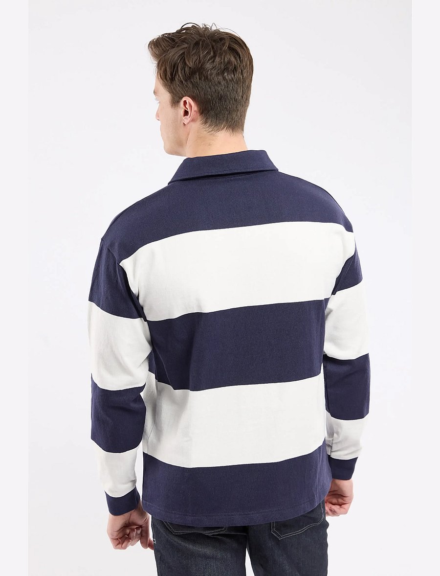 Armor Lux - Long-sleeve Polo Collar Sweatshirt - navire/ milk - 4