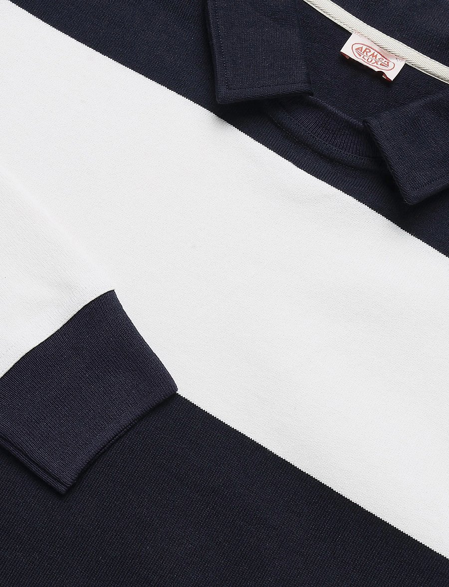 Armor Lux - Long-sleeve Polo Collar Sweatshirt - navire/ milk - 5