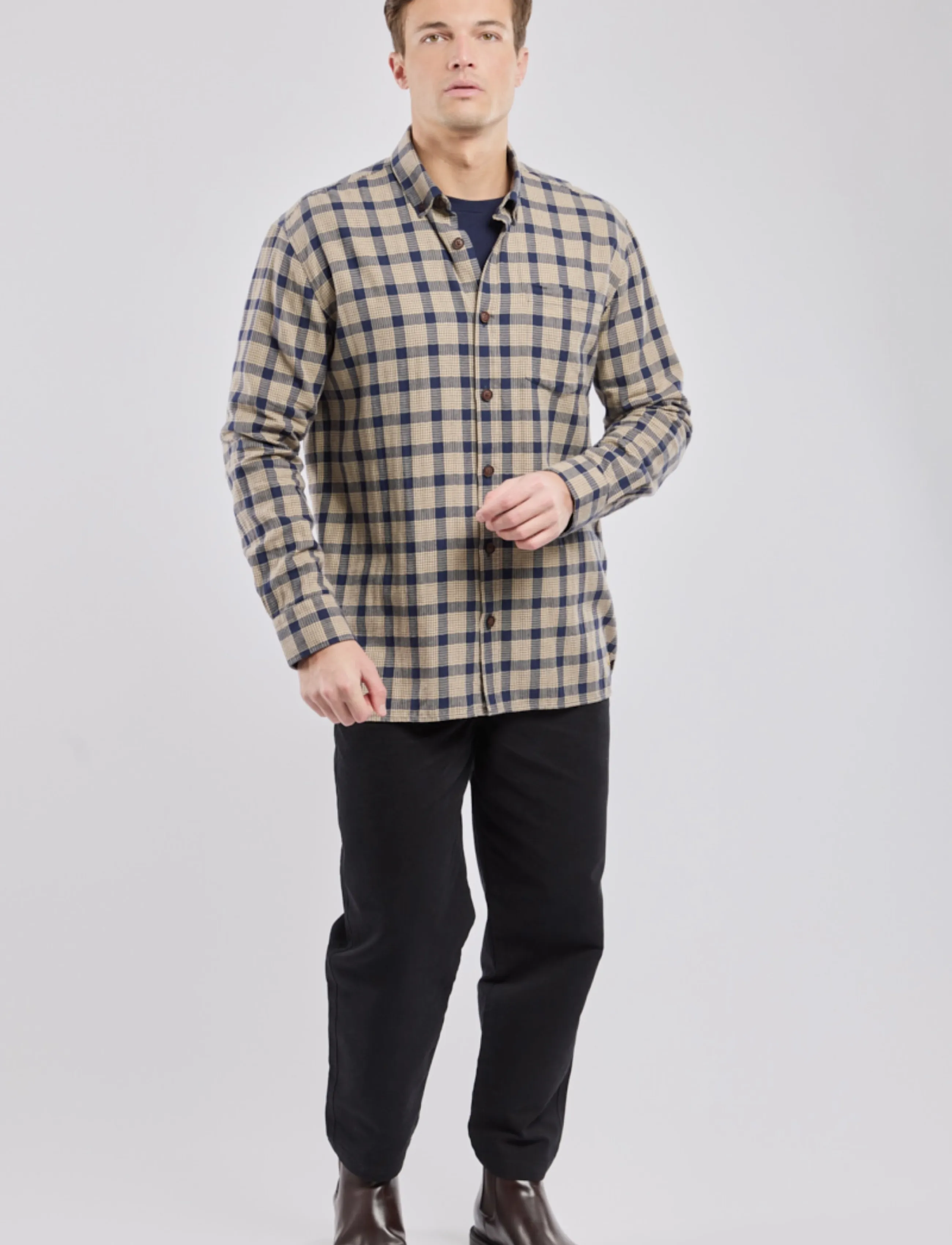 Armor Lux Flannel Overshirt - Jacken - CARREAUX BEIGE/NAVIRE / beige