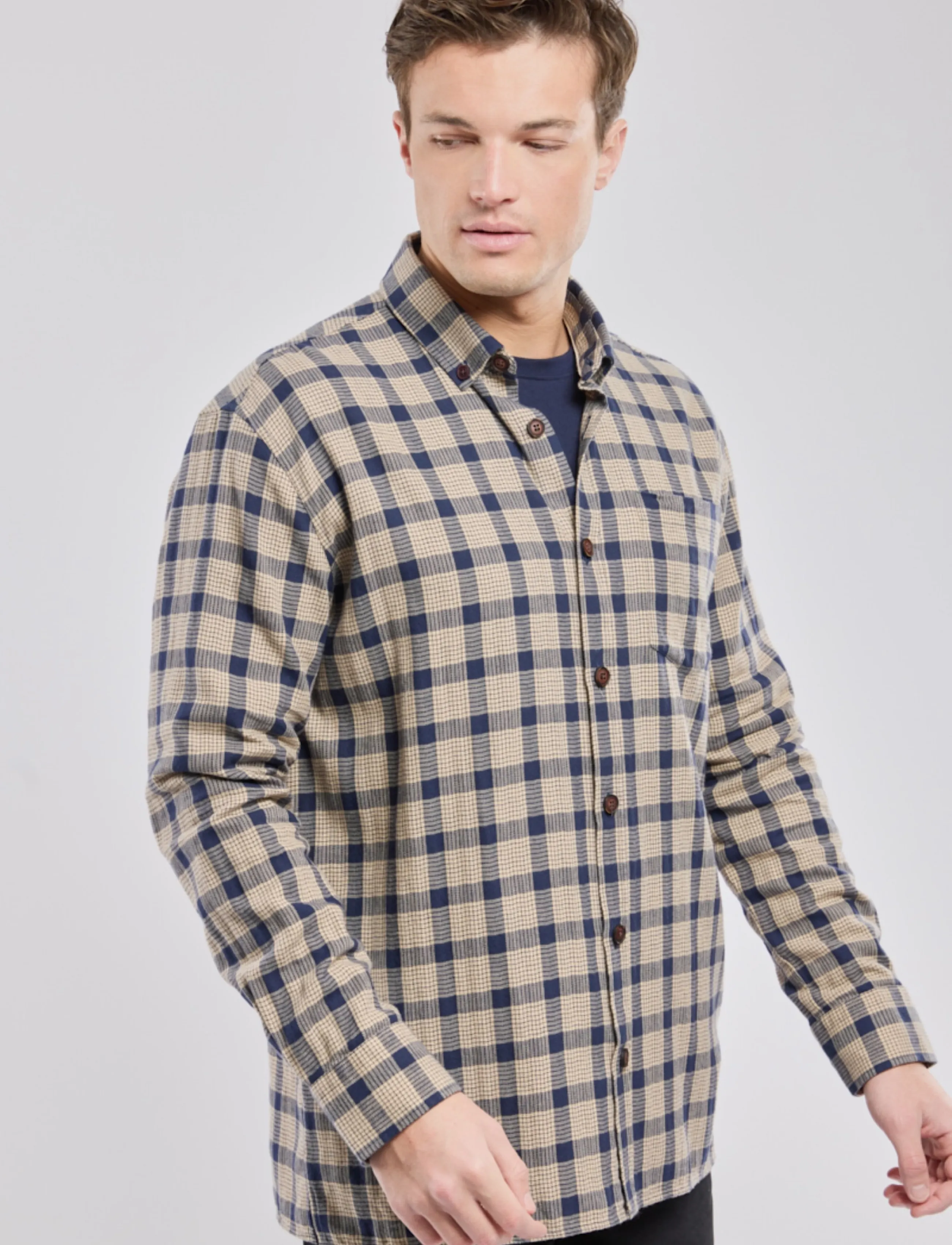 Armor Lux - Flannel Overshirt - carreaux beige/navire - 3
