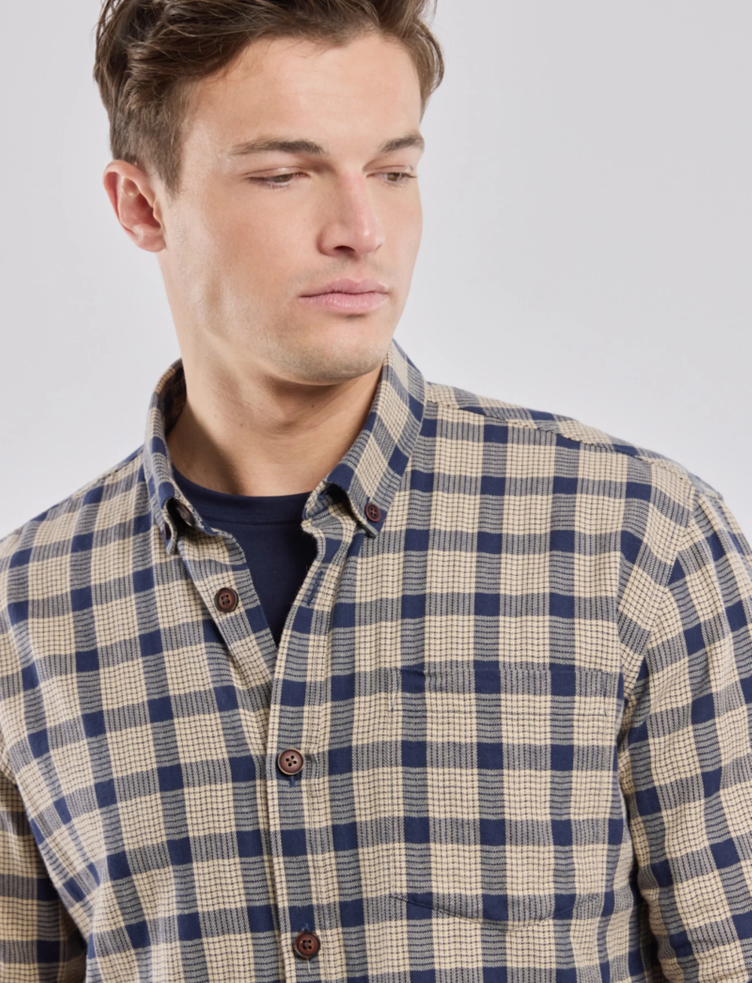 Armor Lux - Flannel Overshirt - carreaux beige/navire - 5