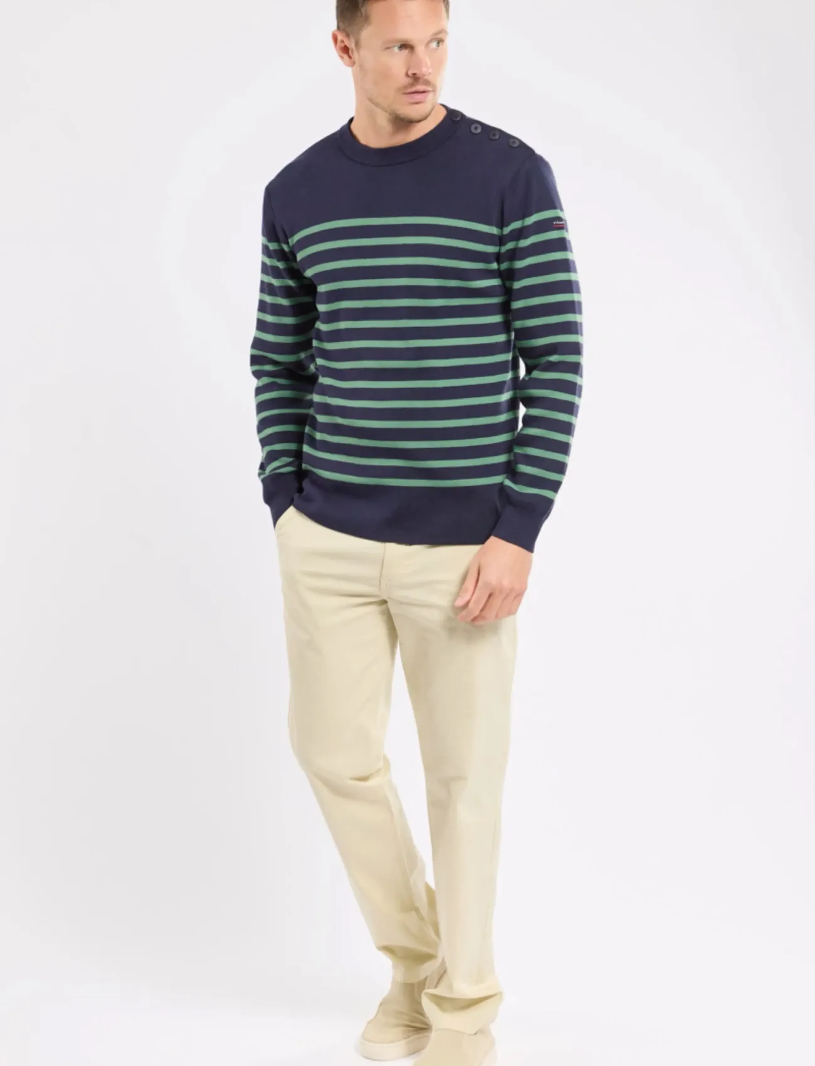 Armor Lux Striped Mariner Sweater "Groix", XL, Navy, Strik > Runde Halse, Herre