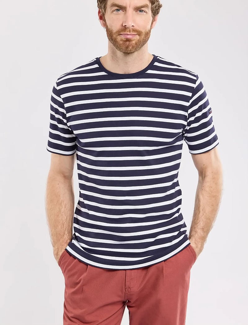 Armor Lux - Morgat Men's Striped Shirt - lühikeste varrukatega t-särgid - navy/white - 0