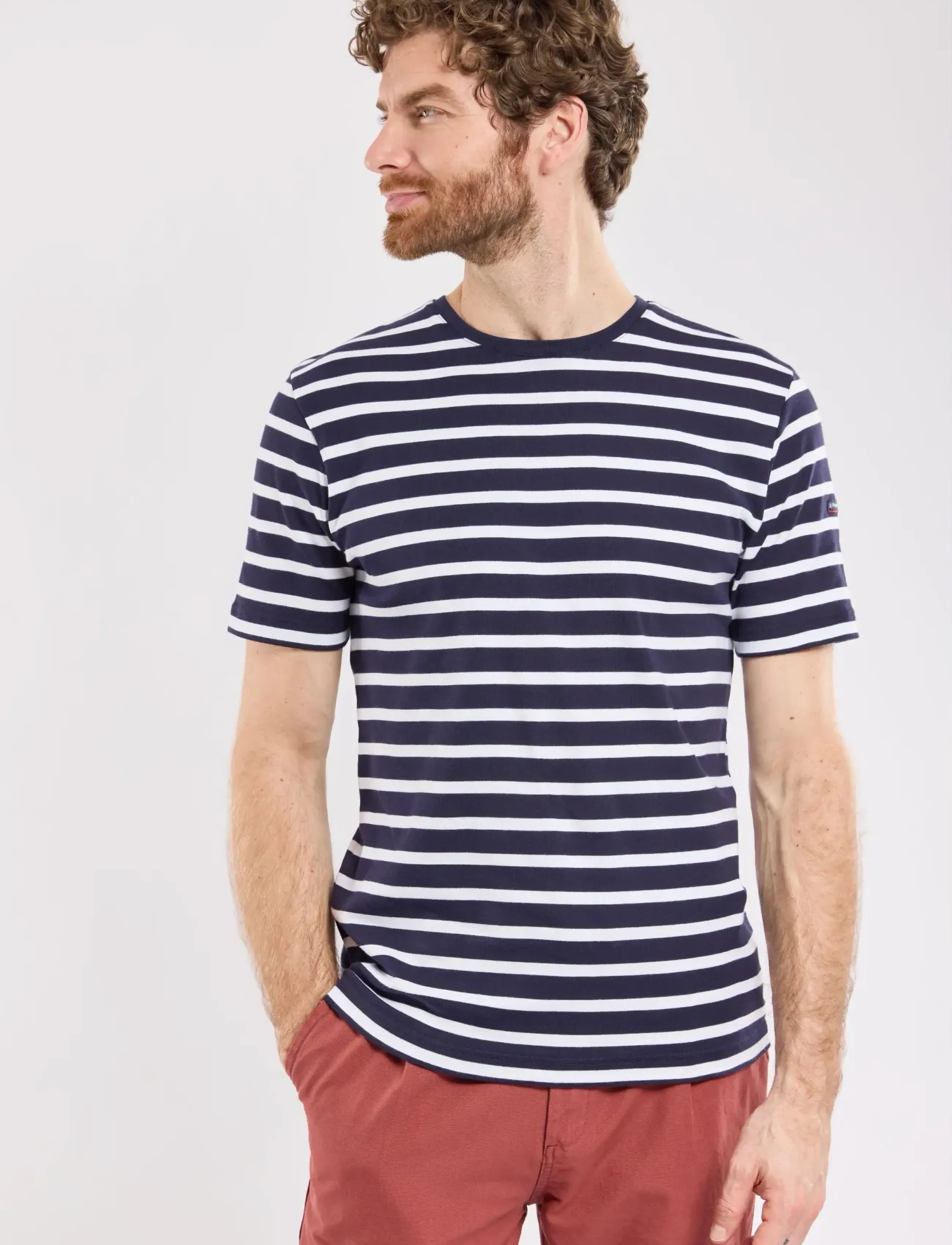 Armor Lux - Morgat Men's Striped Shirt - kortärmade t-shirts - navy/white - 4