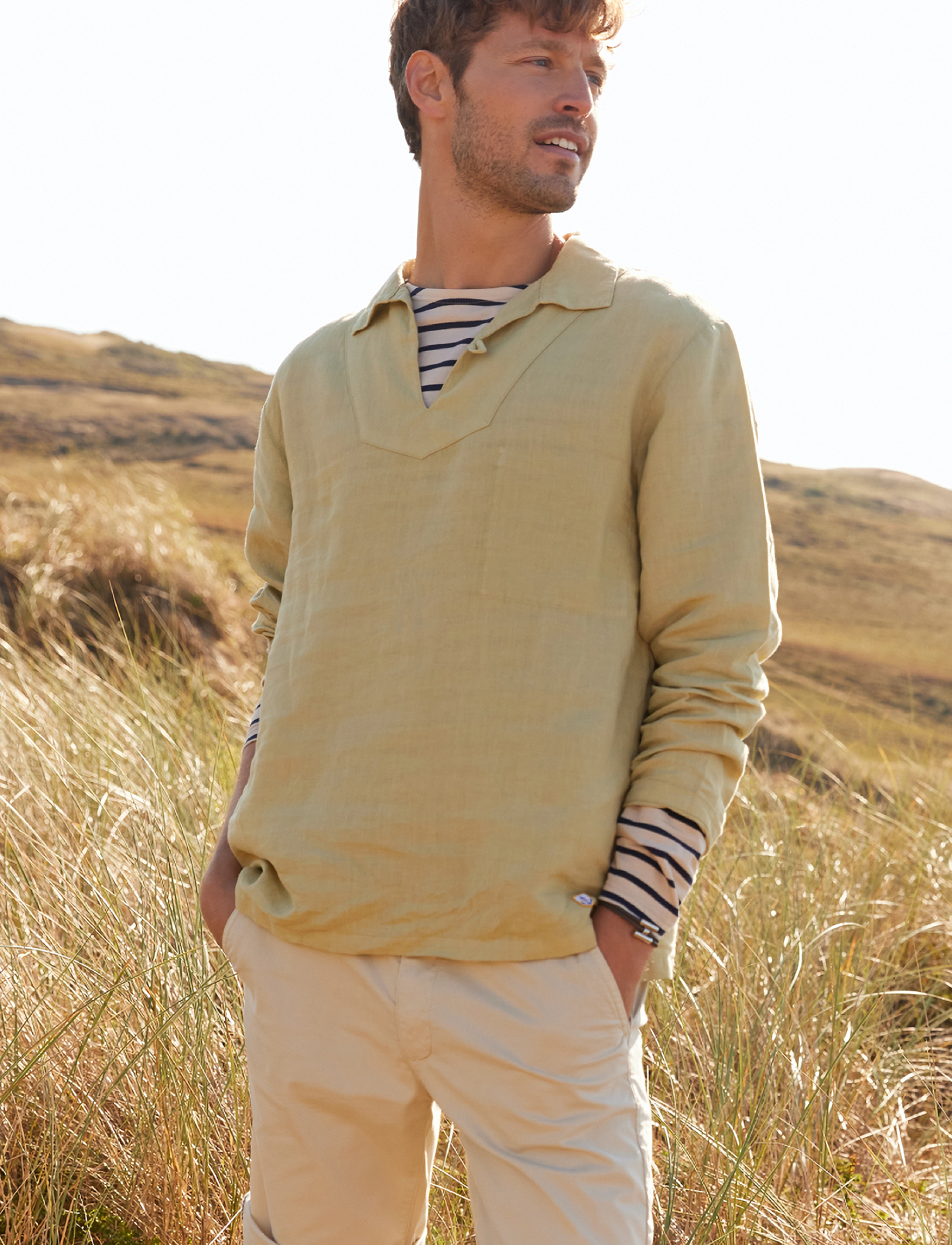Armor Lux - Heritage Linen Smock - hørskjorter - pale olive - 4