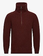 Zip-up Sweater Héritage - DEEP PAPRIKA