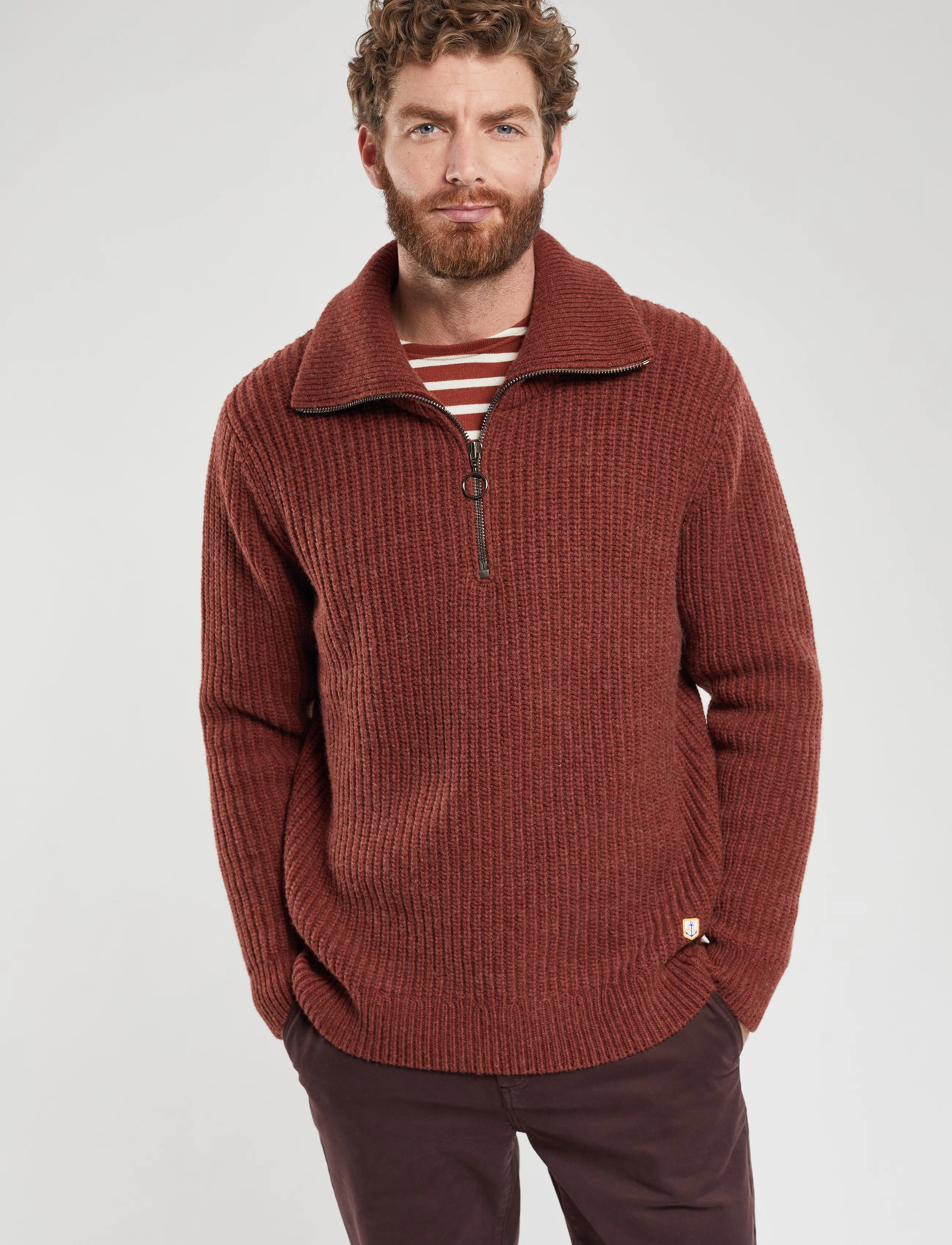 Armor Lux - Zip-up Sweater Héritage - deep paprika - 3