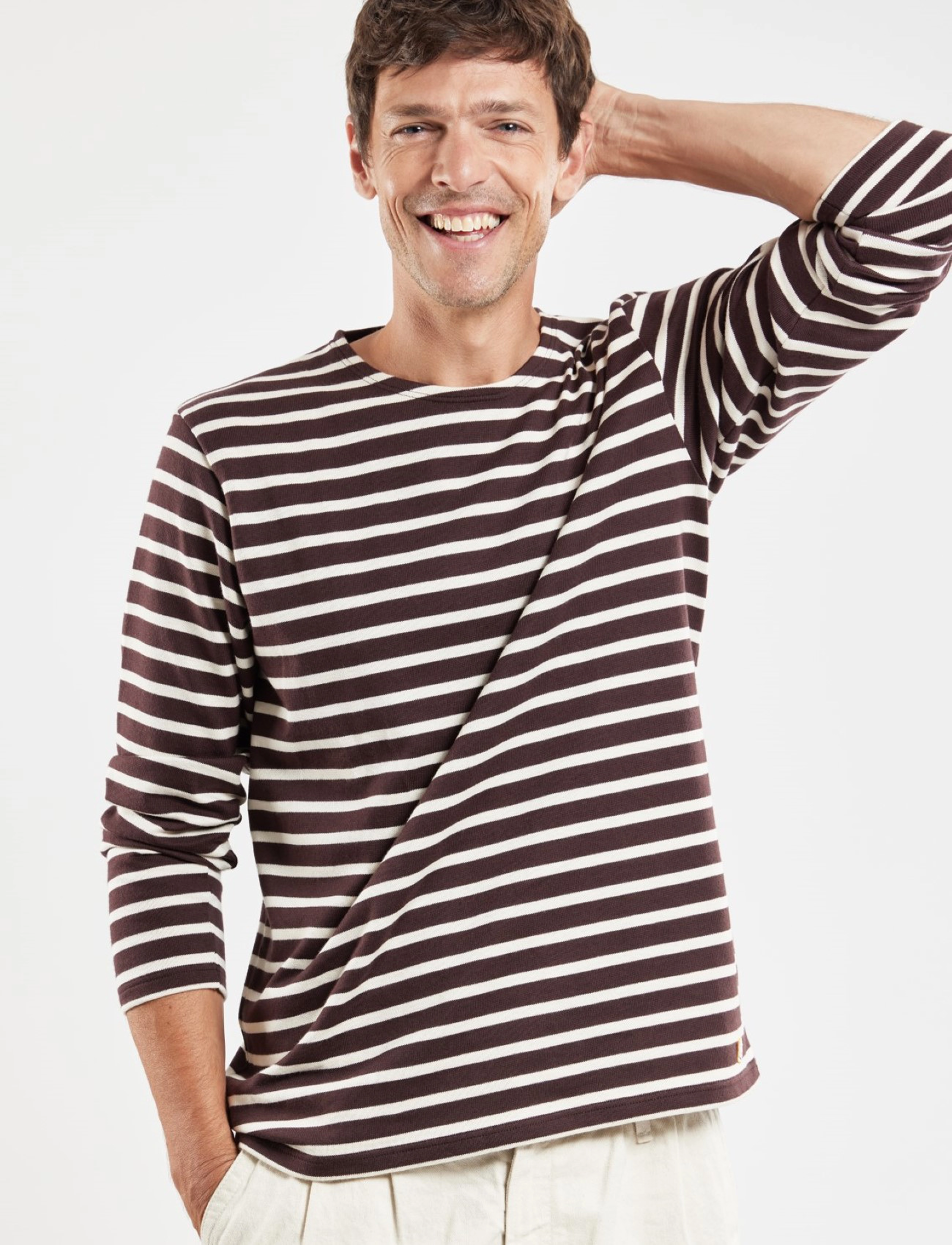 Armor Lux - Striped Breton Shirt Héritage - acajou foncÉ/nature - 3