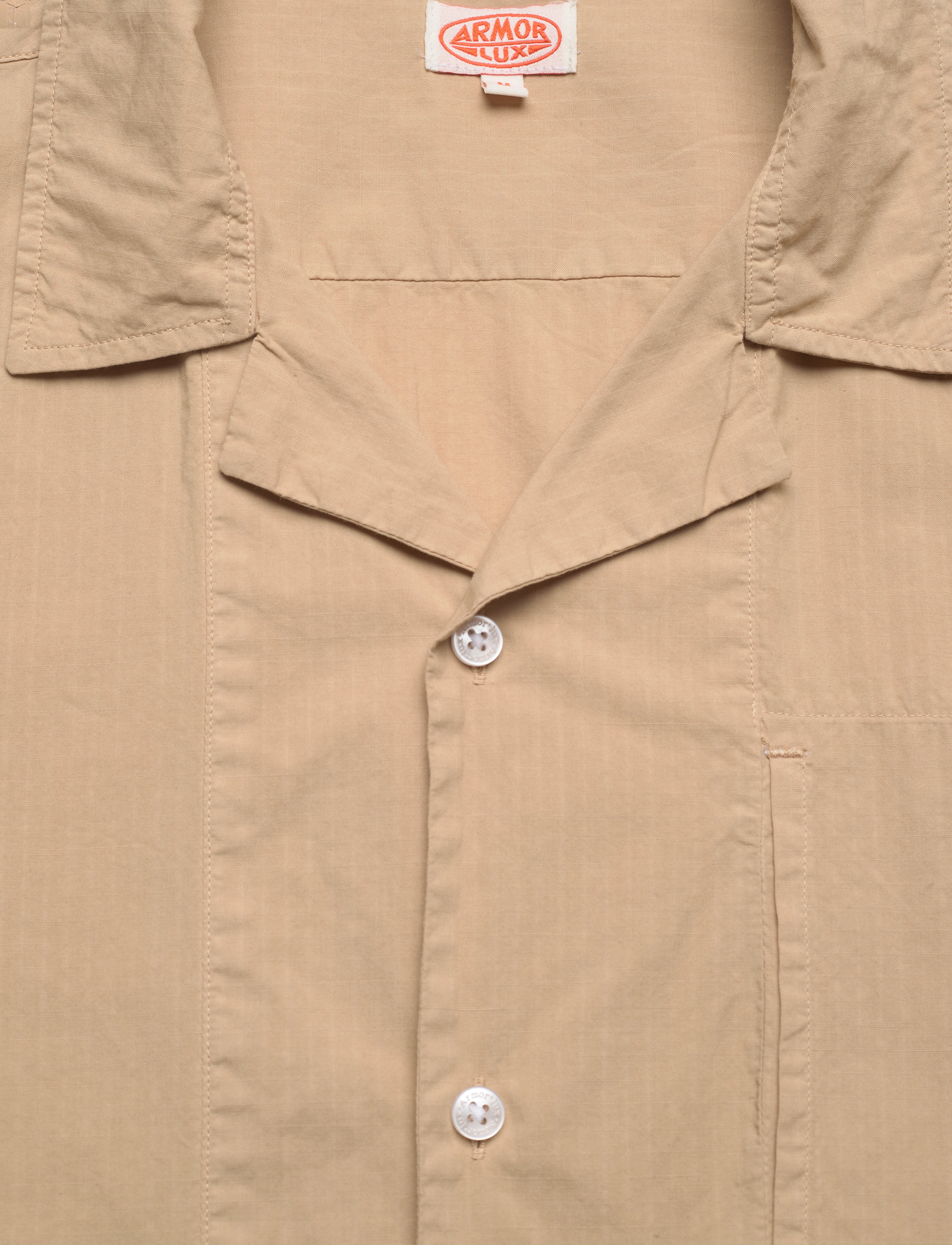 Armor Lux - Shirt shark collar - beige e23 - 5