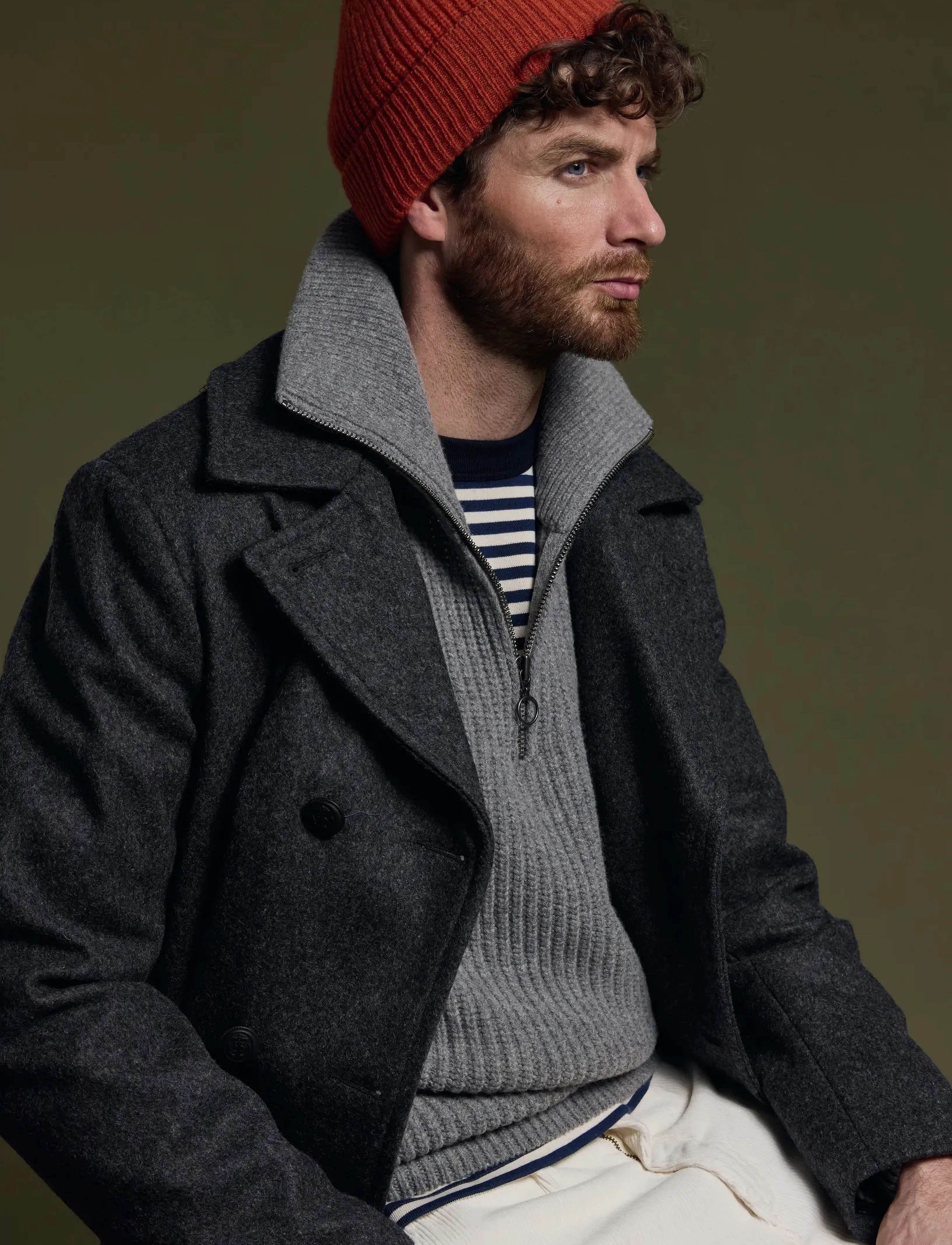 Armor Lux Pea Coat "Kermoor", XXL, Grey, Jakker > Uldjakker, Herre