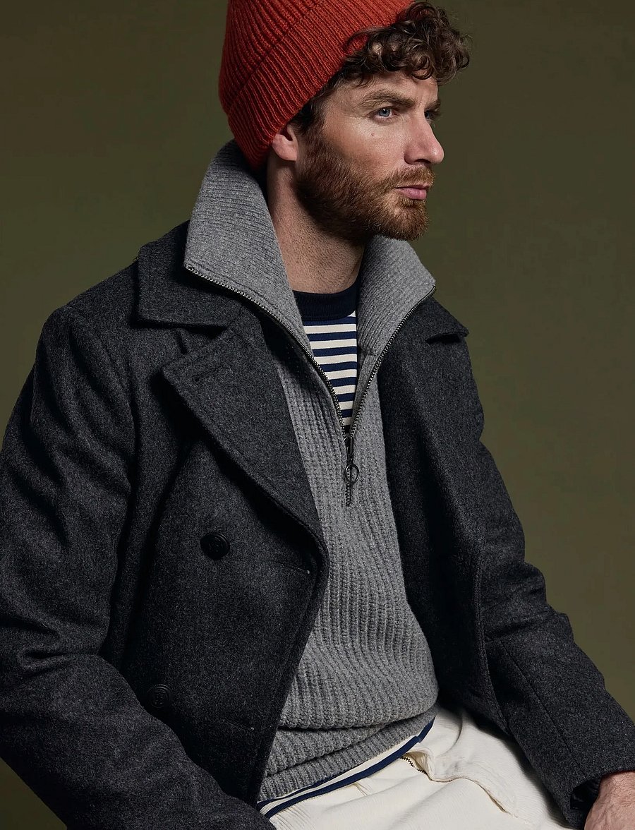 Armor Lux - Pea Coat "Kermoor" - jacken - gris chine - 0