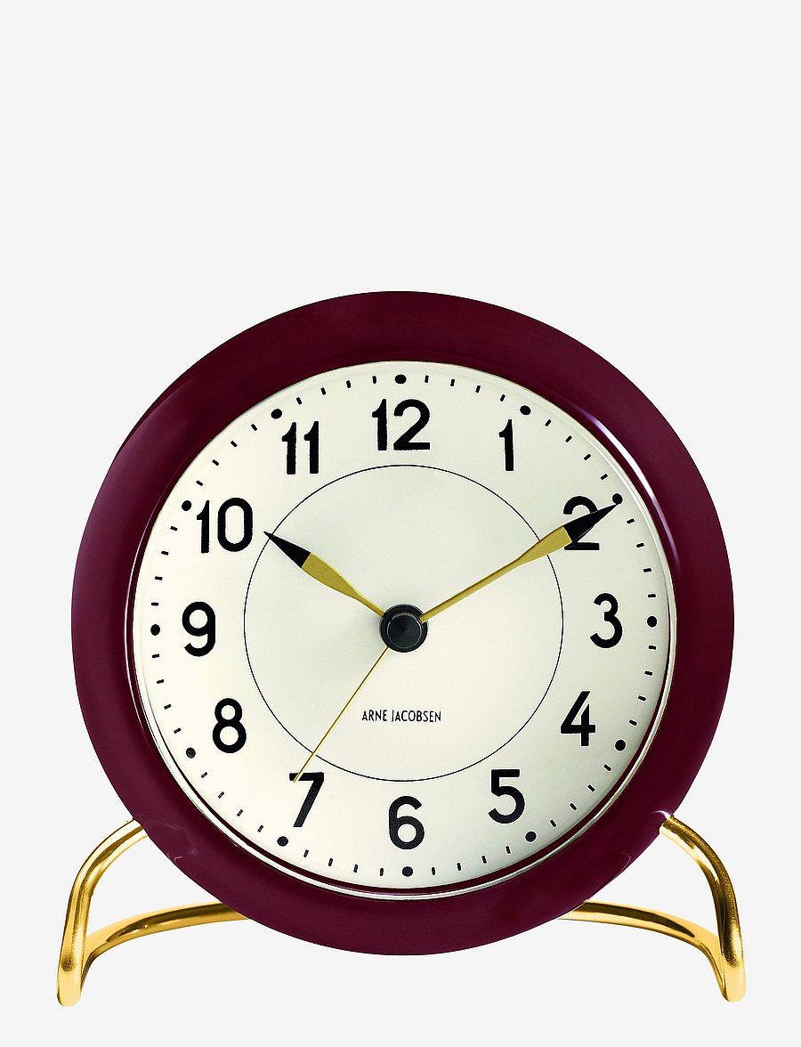 Arne Jacobsen Clocks - Station Bordsur Ø11 cm - väckarklockor - bordeaux/white - 0