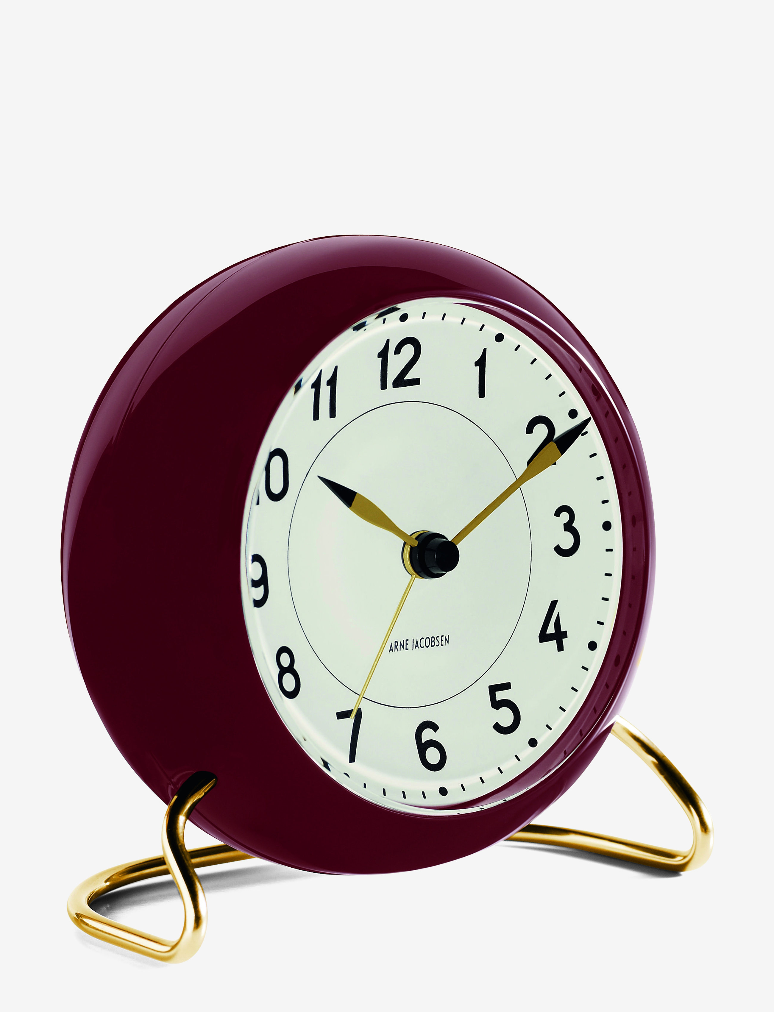 Arne Jacobsen Clocks - Station Bordsur Ø11 cm - väckarklockor - bordeaux/white - 1