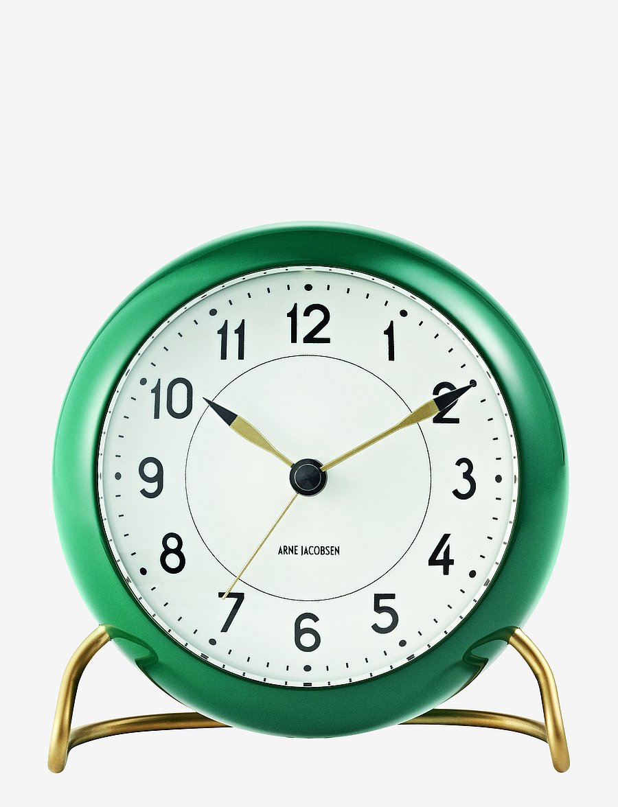 Arne Jacobsen Clocks - Station Table clock Ø11cm - alarm clocks - green/white - 0