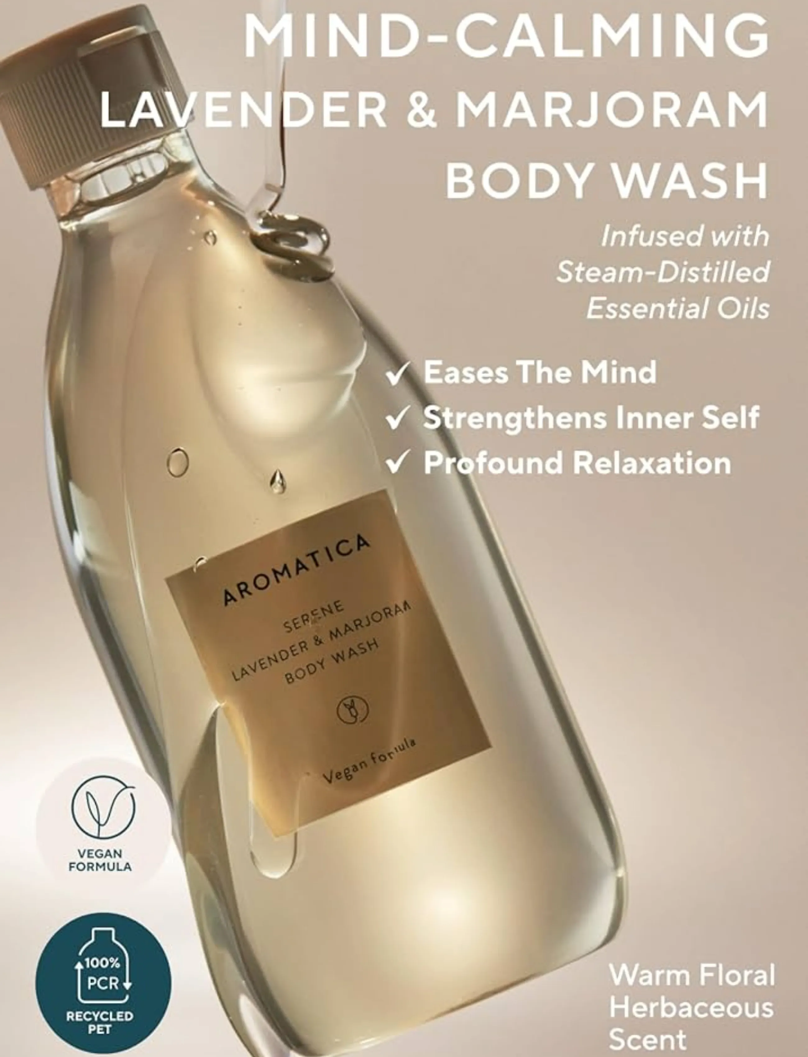 Aromatica - Serene Body Wash Lavender & Marjoram - dušigeelid ja õlid - clear - 3