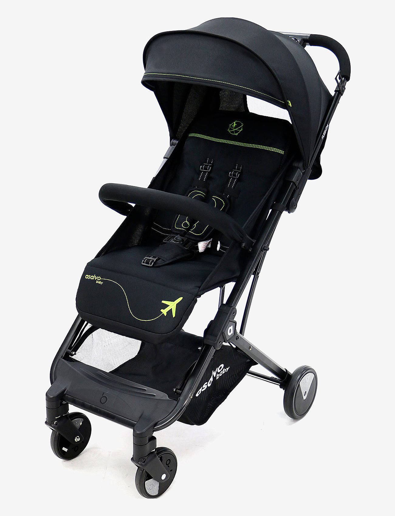 Asalvo - Asalvo Stroller Flight Travel+, Black/Green - black-green - 0