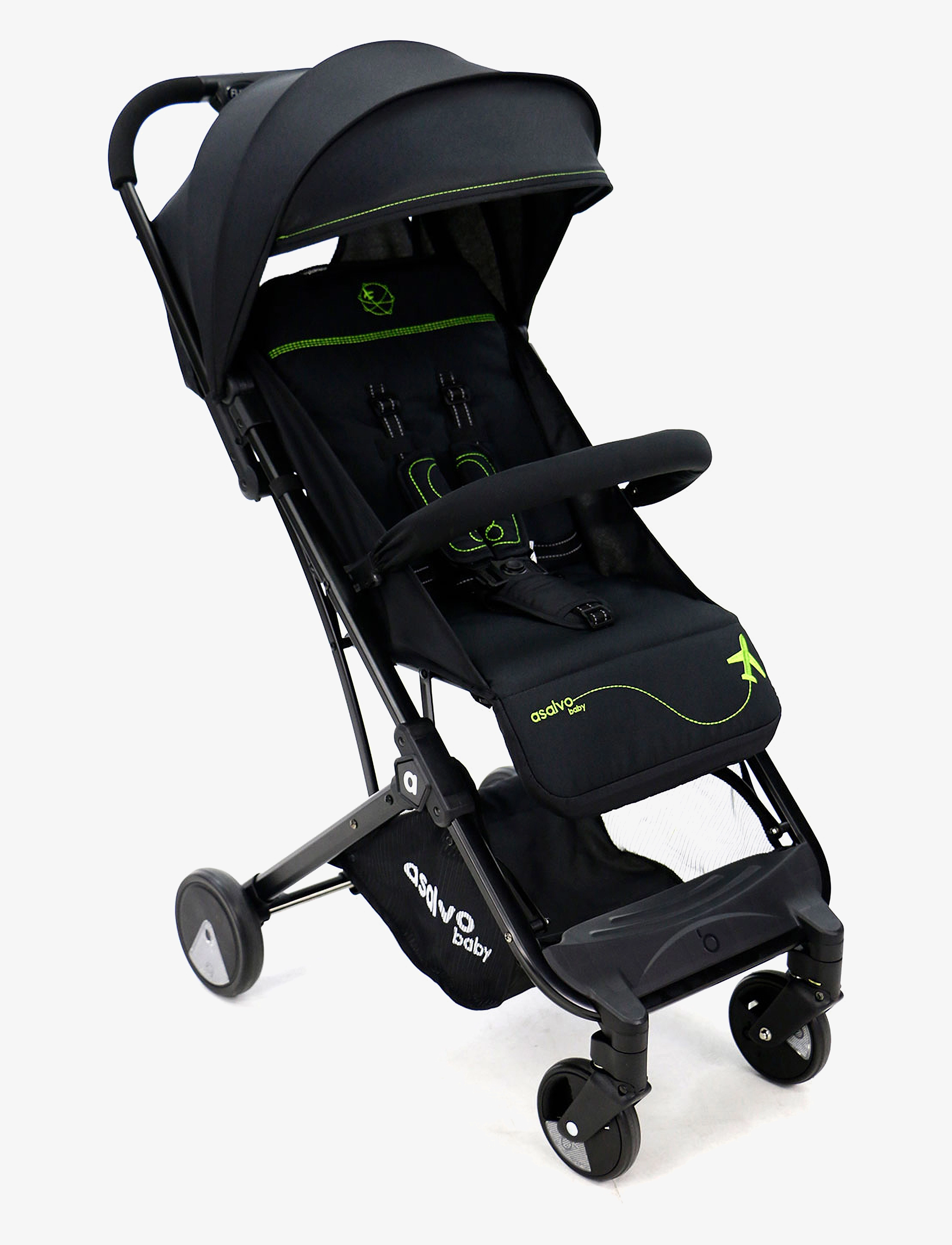 Asalvo - Asalvo Stroller Flight Travel+, Black/Green - black-green - 2