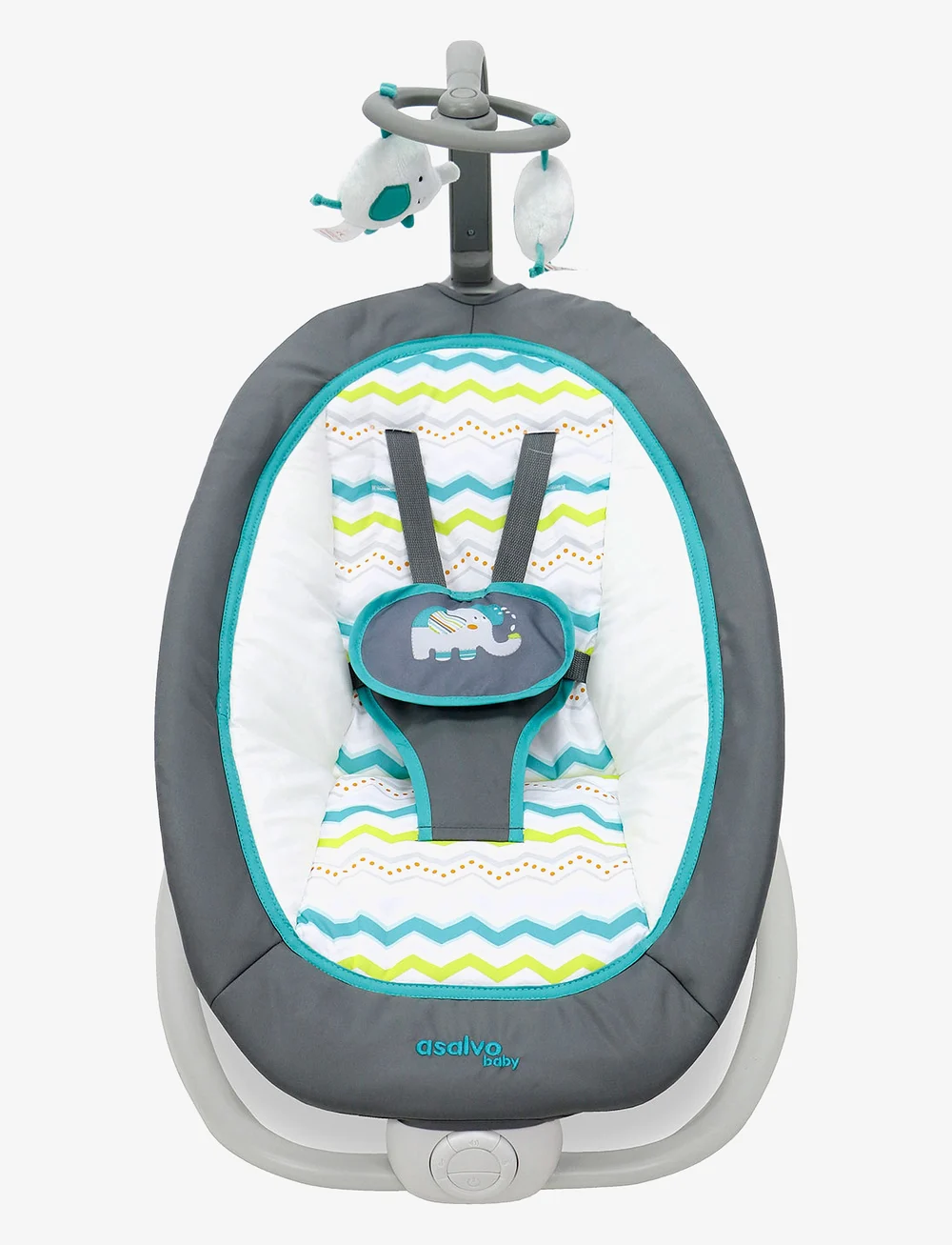 Asalvo - Asalvo Baby Bouncer Fold Elephant, Aqua - babywippen & babyschaukeln - aqua - 0