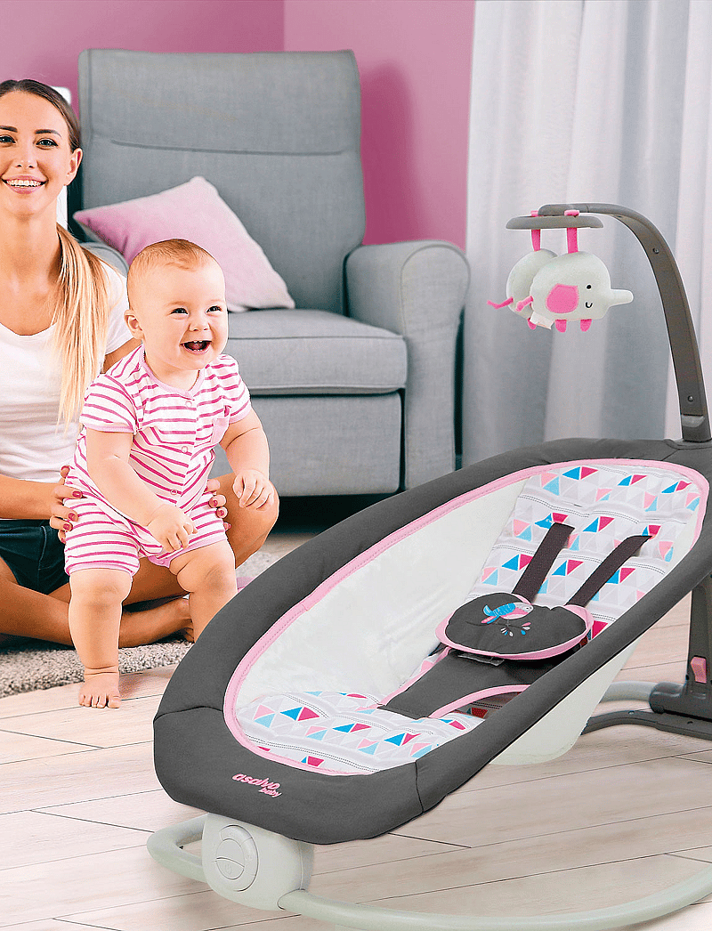 Asalvo - Asalvo Baby Bouncer Fold Birds, Pink - babywippen & babyschaukeln - pink - 0