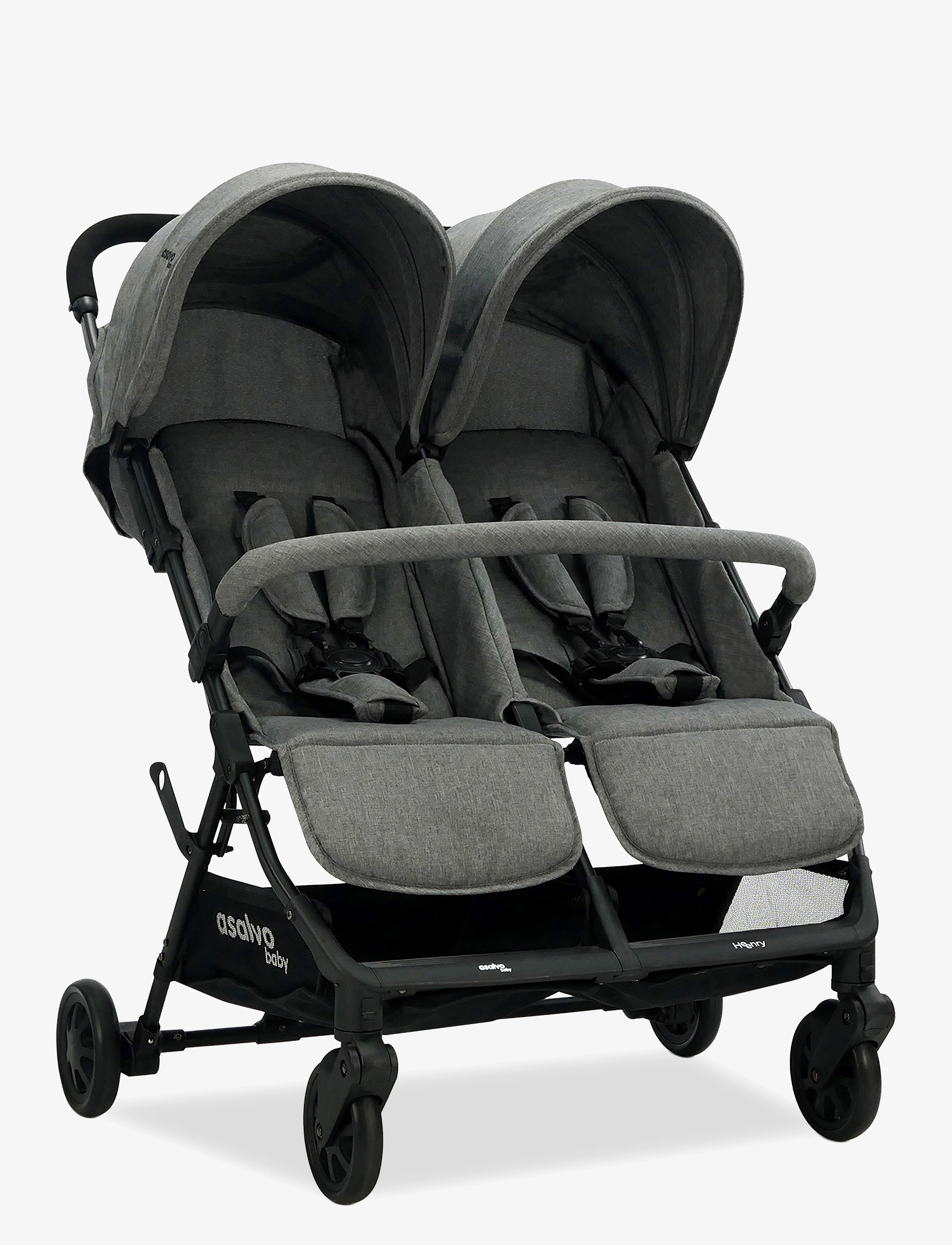 ASALVO Asalvo Twin Stroller Henry, Grau Grau - 100X 86X 77 - Kinder