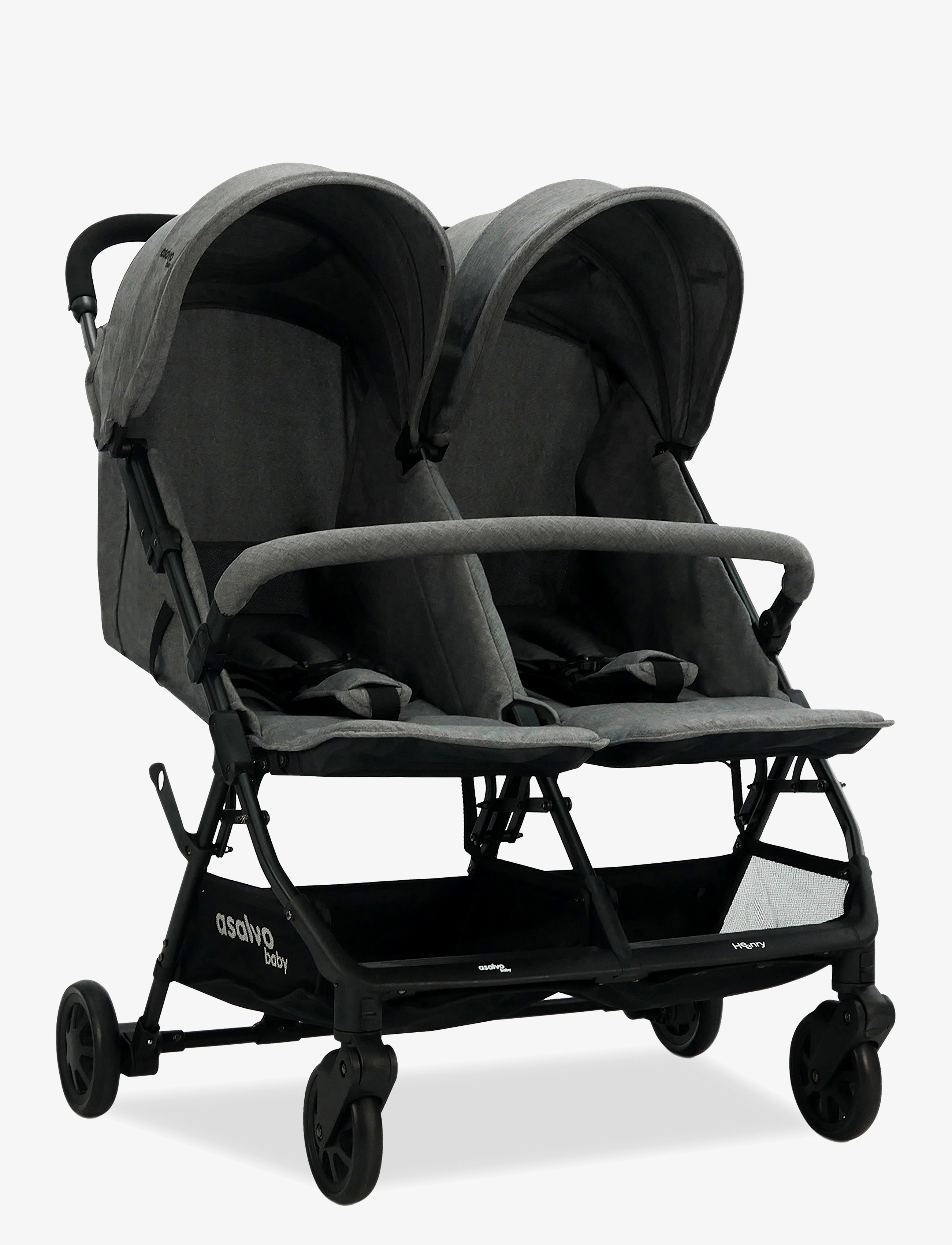 Asalvo - Asalvo Twin Stroller Henry, Grey - barnevogne - grey - 1