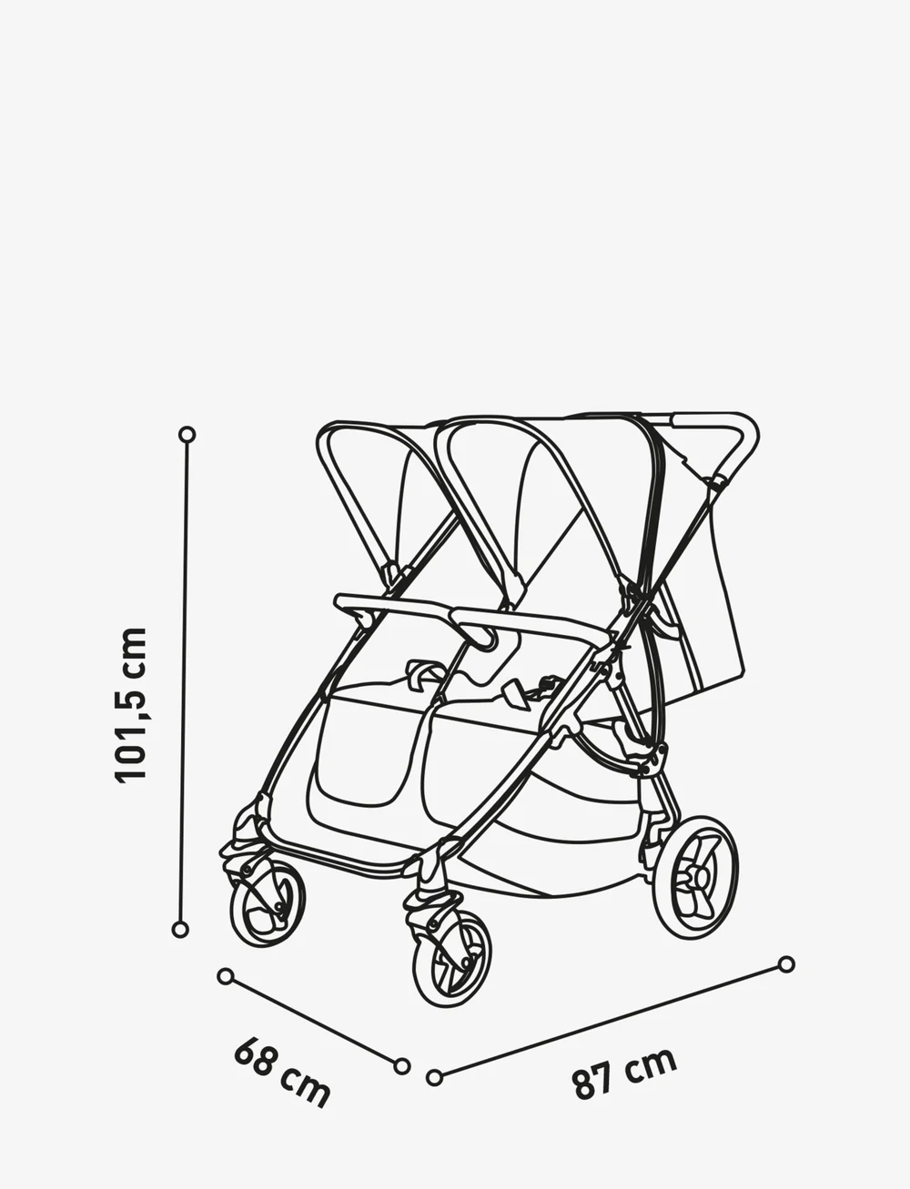 Asalvo - Asalvo Stroller Double Bro, Black - kinderwagen - black - 1
