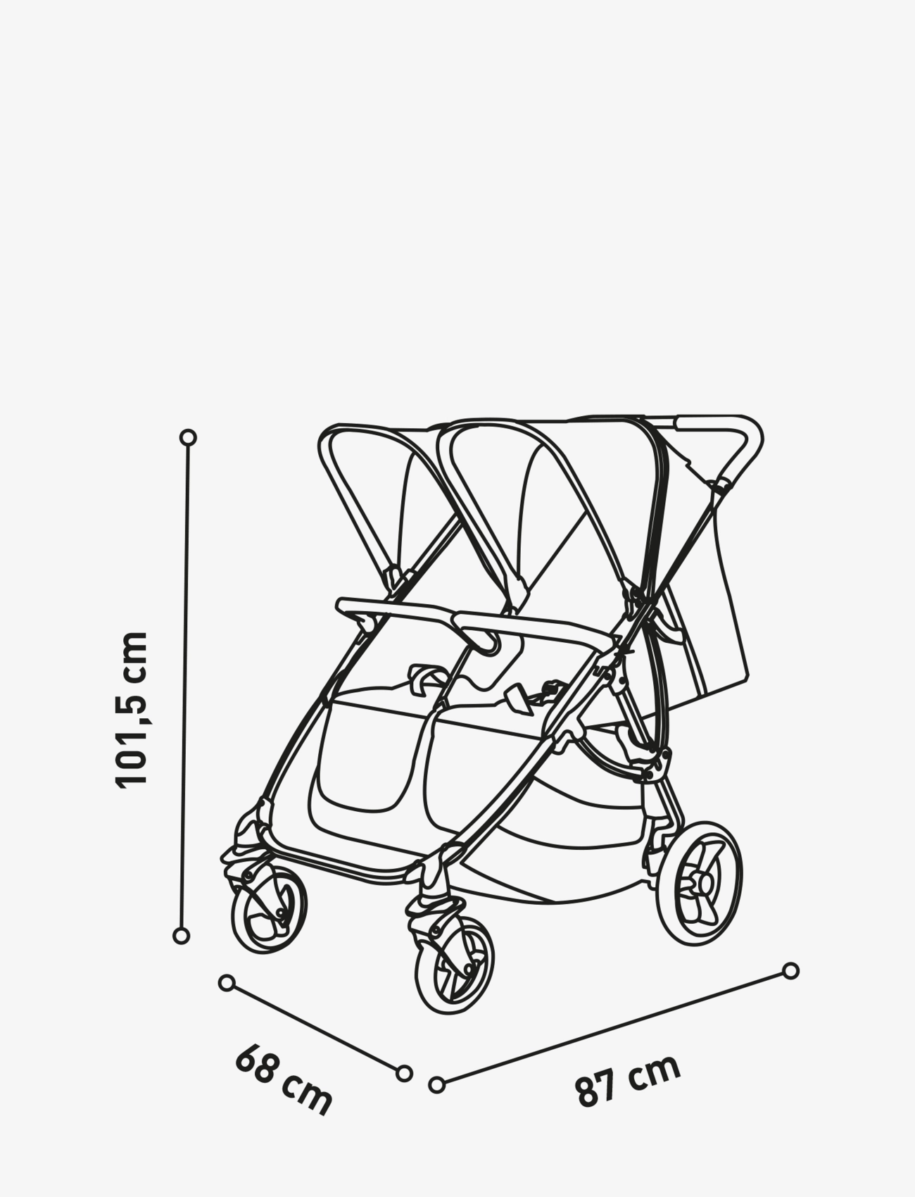 Asalvo - Asalvo Stroller Double Bro, Black - kinderwagen - black - 1