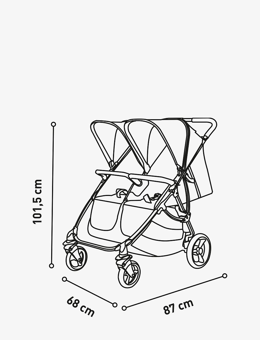 Asalvo - Asalvo Stroller Double Bro, Black - kinderwagen - black - 1